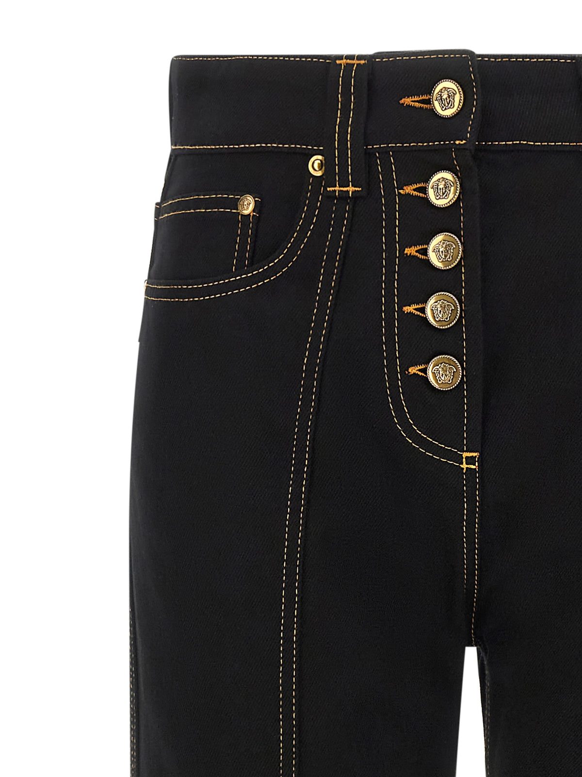 Versace Black Cotton High-Waisted Jean