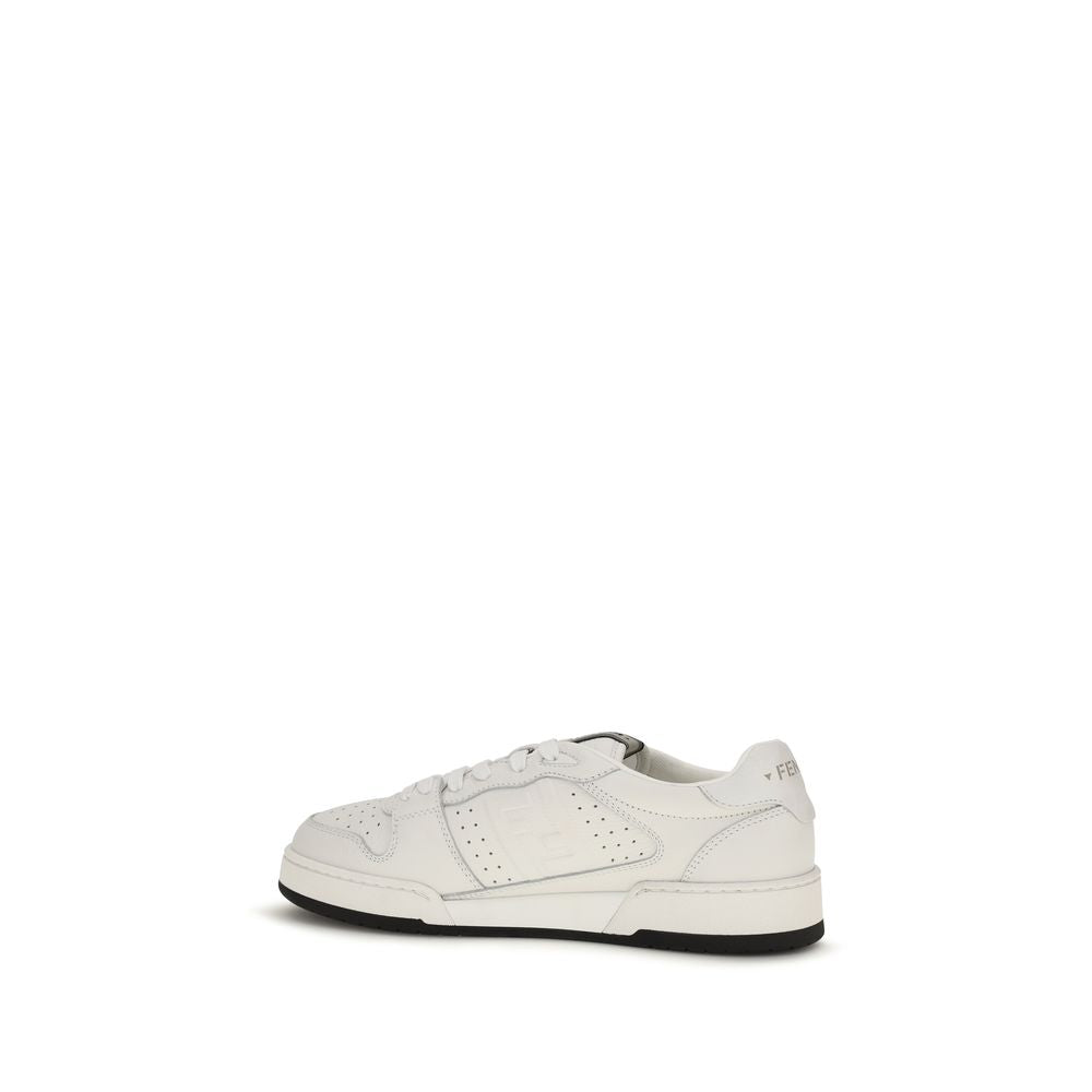 Fendi White Calf Leather Bos Taurus Athletic Sneakers