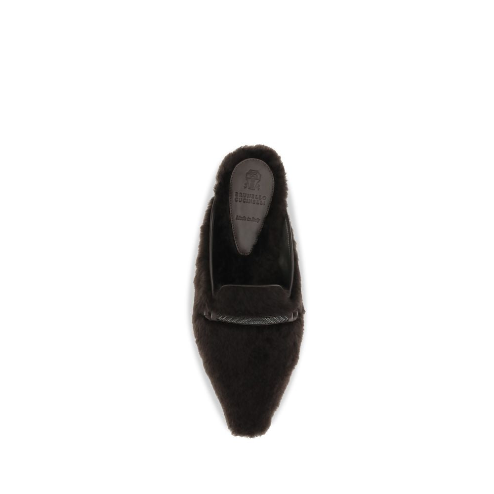 Brunello Cucinelli Brown Fur Ballet Flats