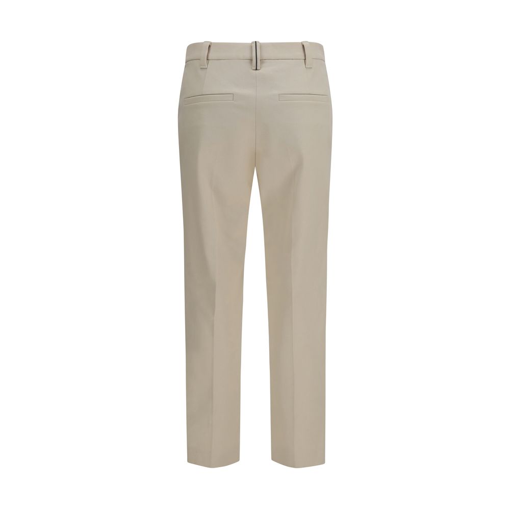 Brunello Cucinelli Beige Cotton Dress Pants