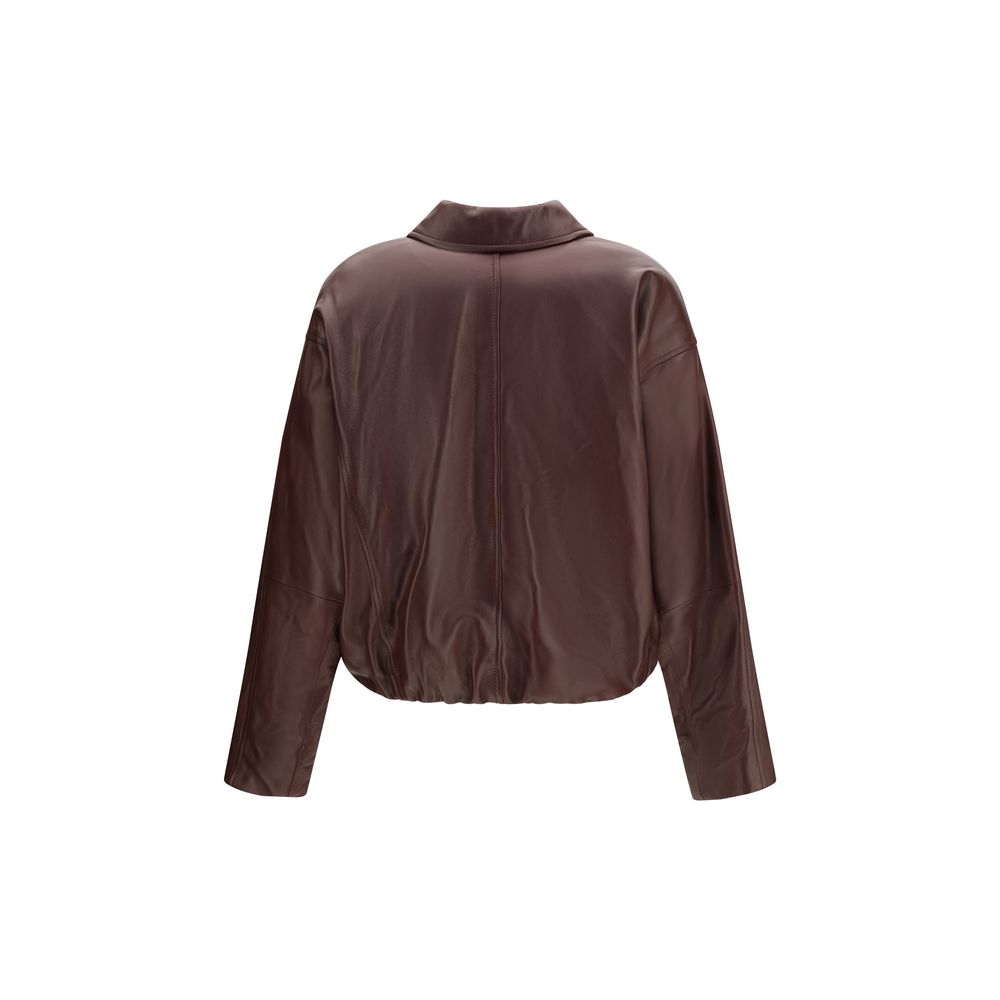 Brunello Cucinelli Bordeaux Lamb Ovis Aries Leather Jacket