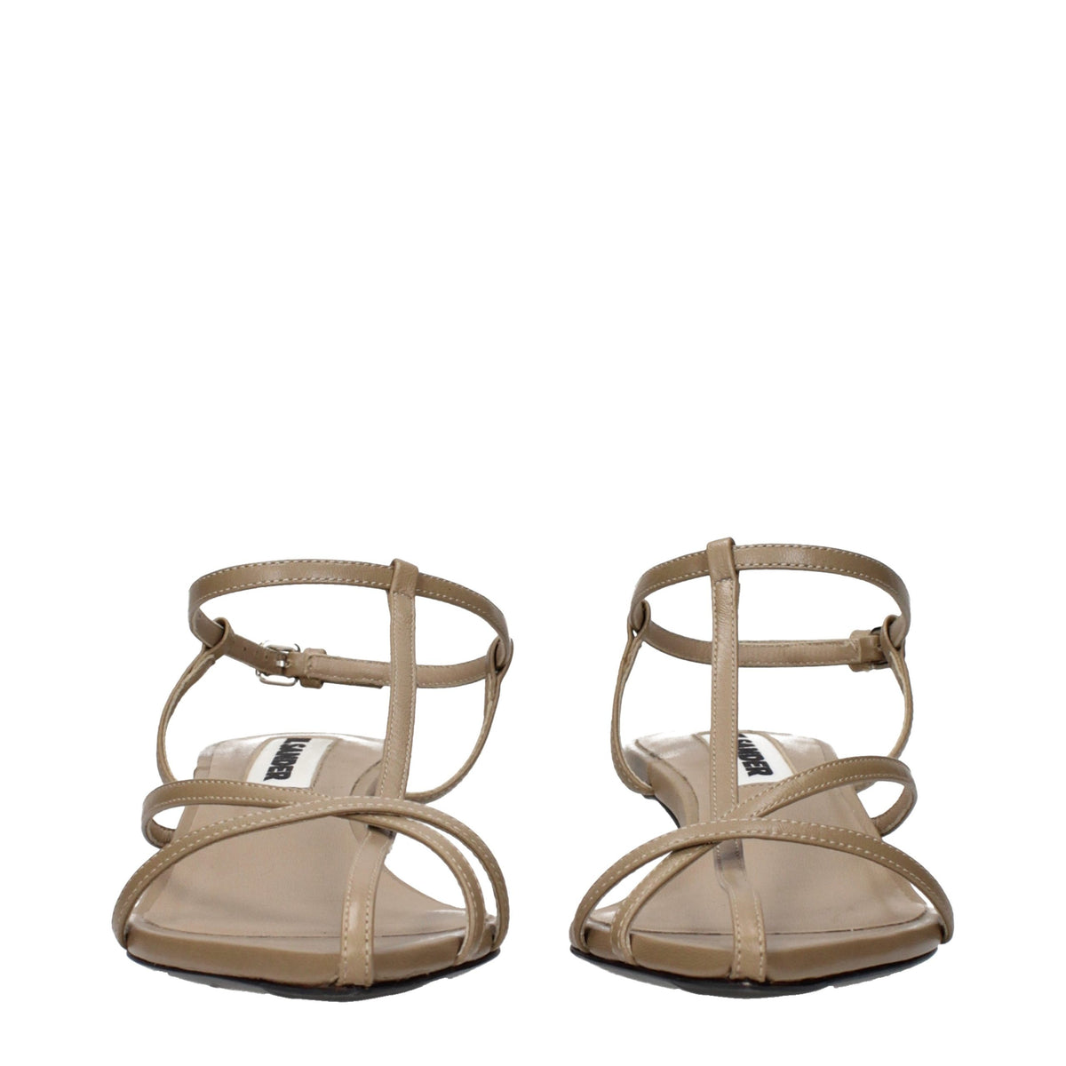 Jil Sander Beige Leather Flat Sandals