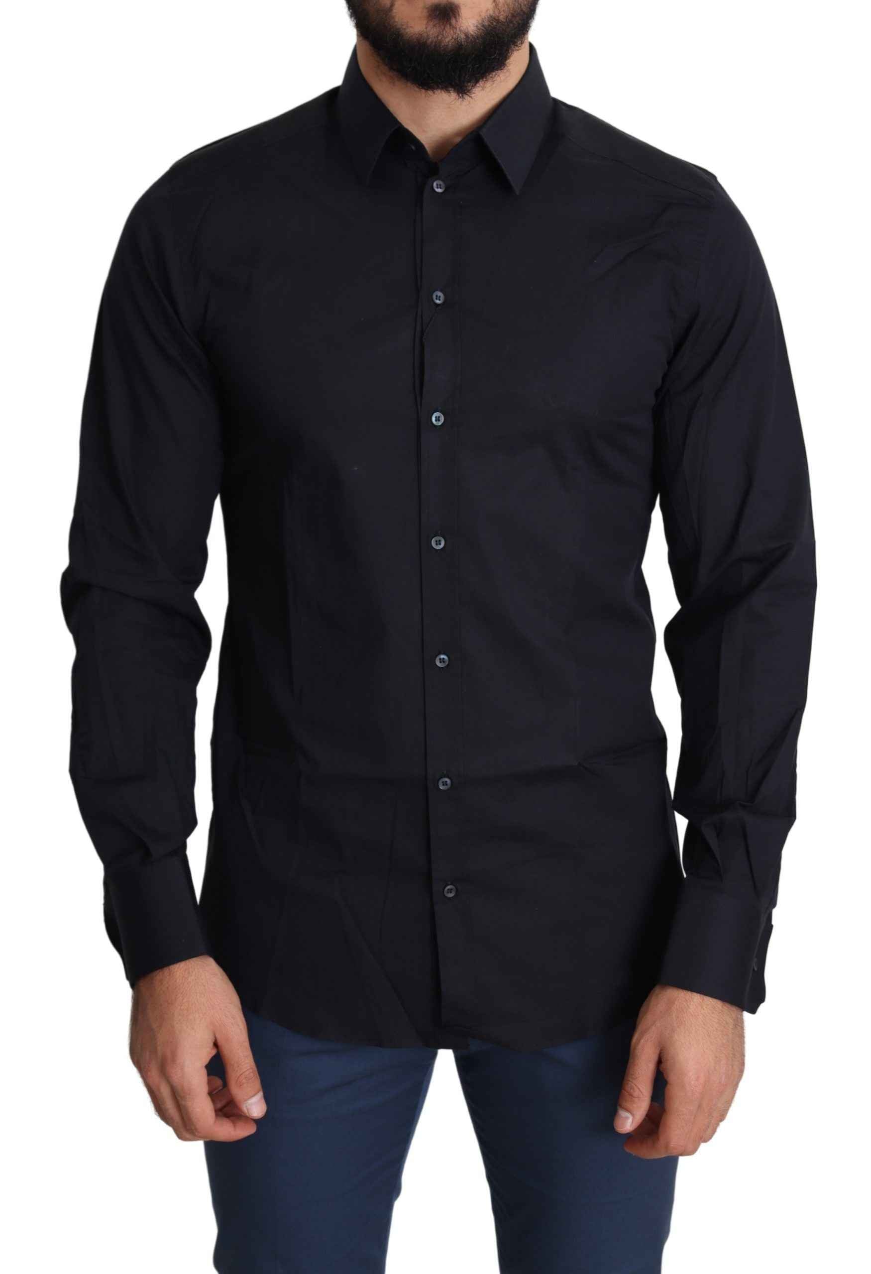 Dolce & Gabbana Blue Cotton Formal GOLD Dress Shirt