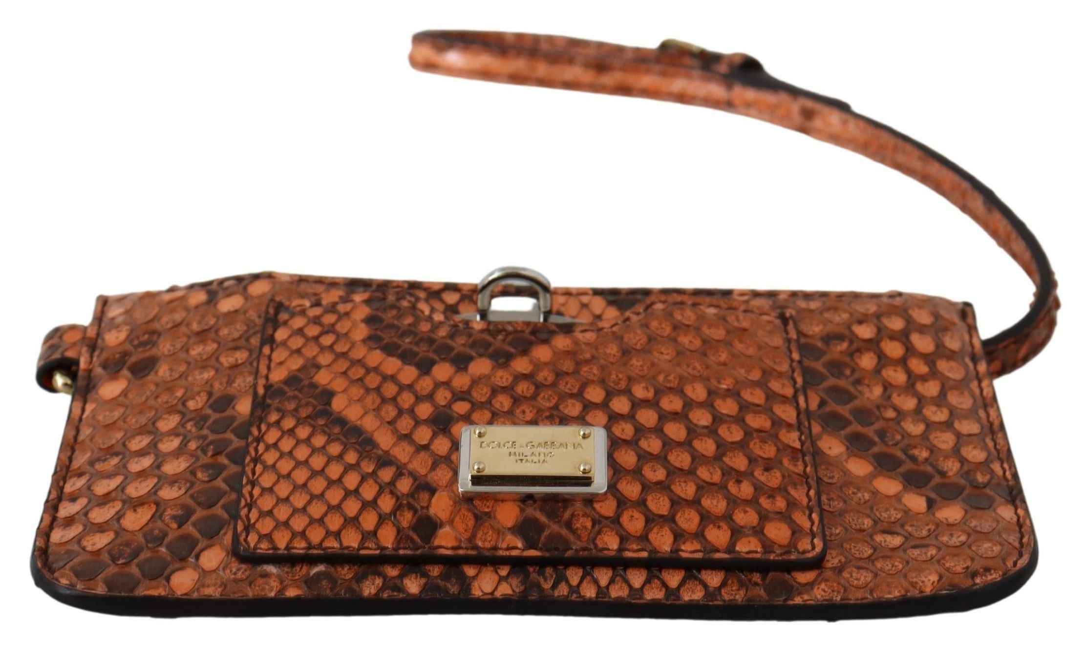 Dolce & Gabbana Brown Leather Coin Purse Wristlet Mirror AGNESE Wallet