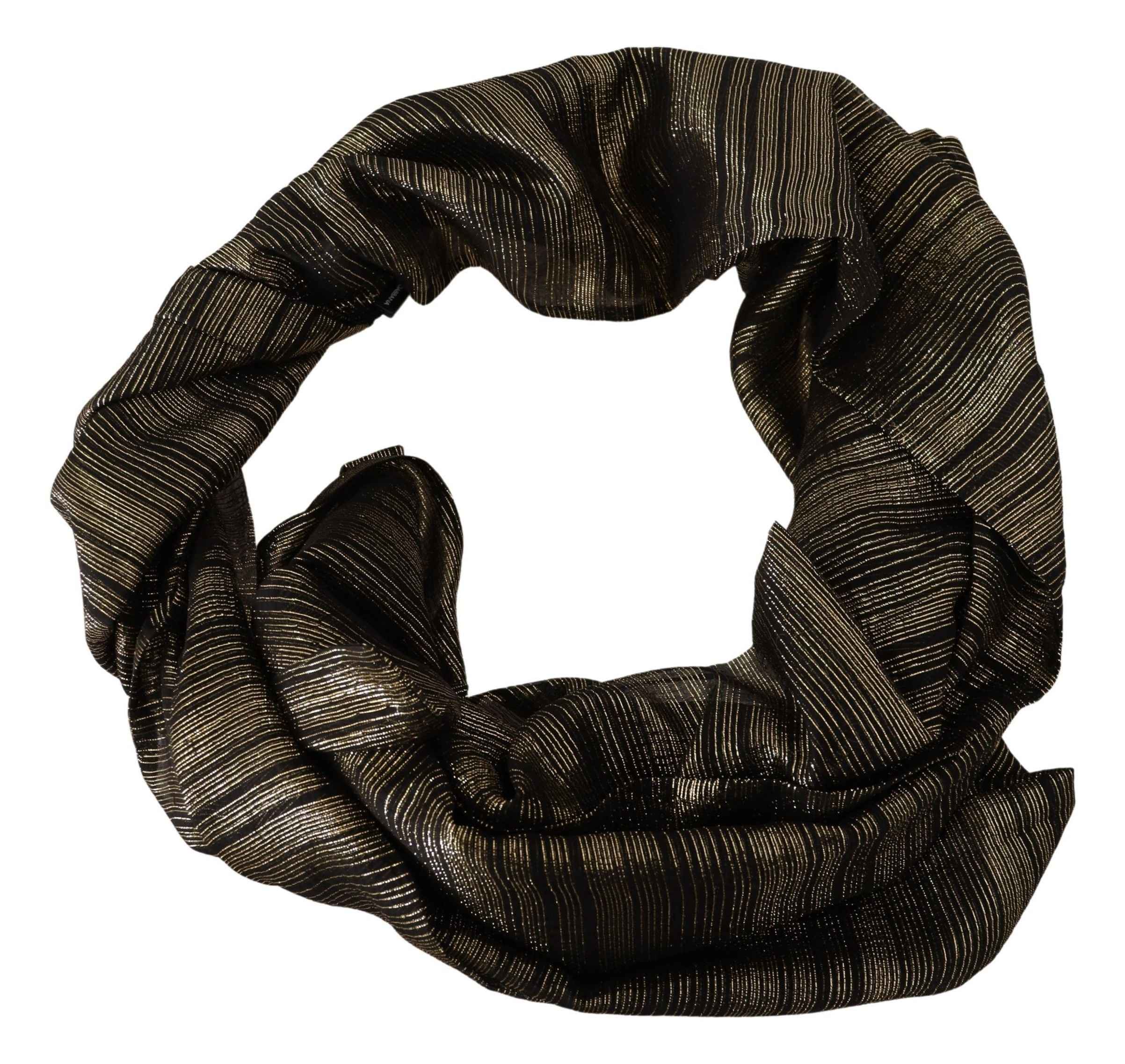 Dolce & Gabbana Metallic Gold Silk Stretch Shawl Wrap Scarf