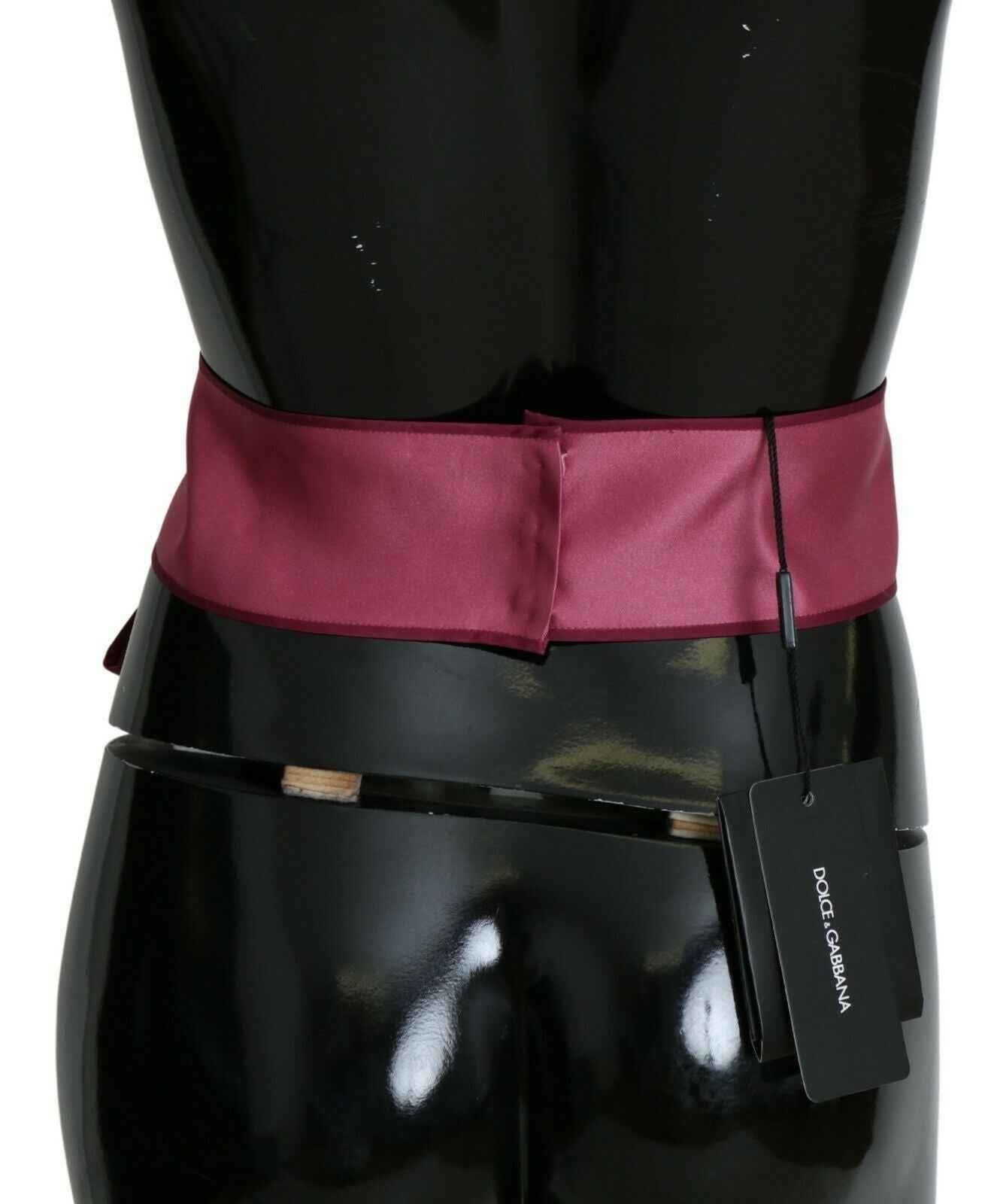 Dolce & Gabbana Pink 100% Silk 3 Button Closure Wide Waist Belt