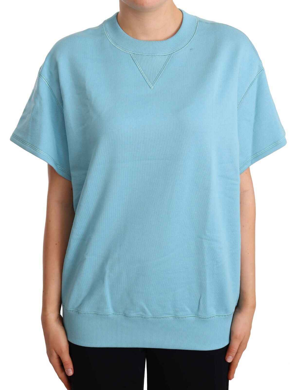 Dolce & Gabbana Blue Cotton Short Sleeves Crew Neck Top