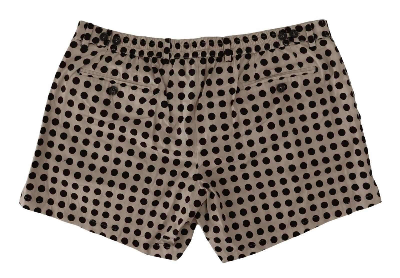 Dolce & Gabbana Black White Polka Dots Cotton Linen Shorts
