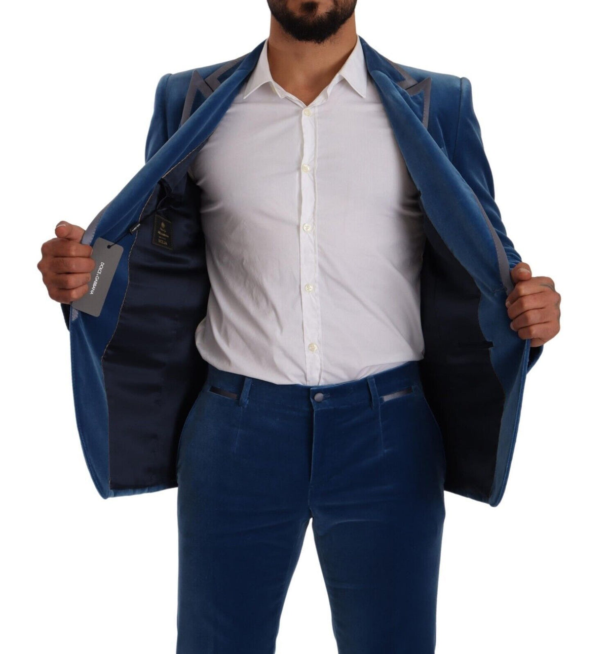 Dolce & Gabbana Blue SICILIA Velvet Slim Fit 2 Piece Suit