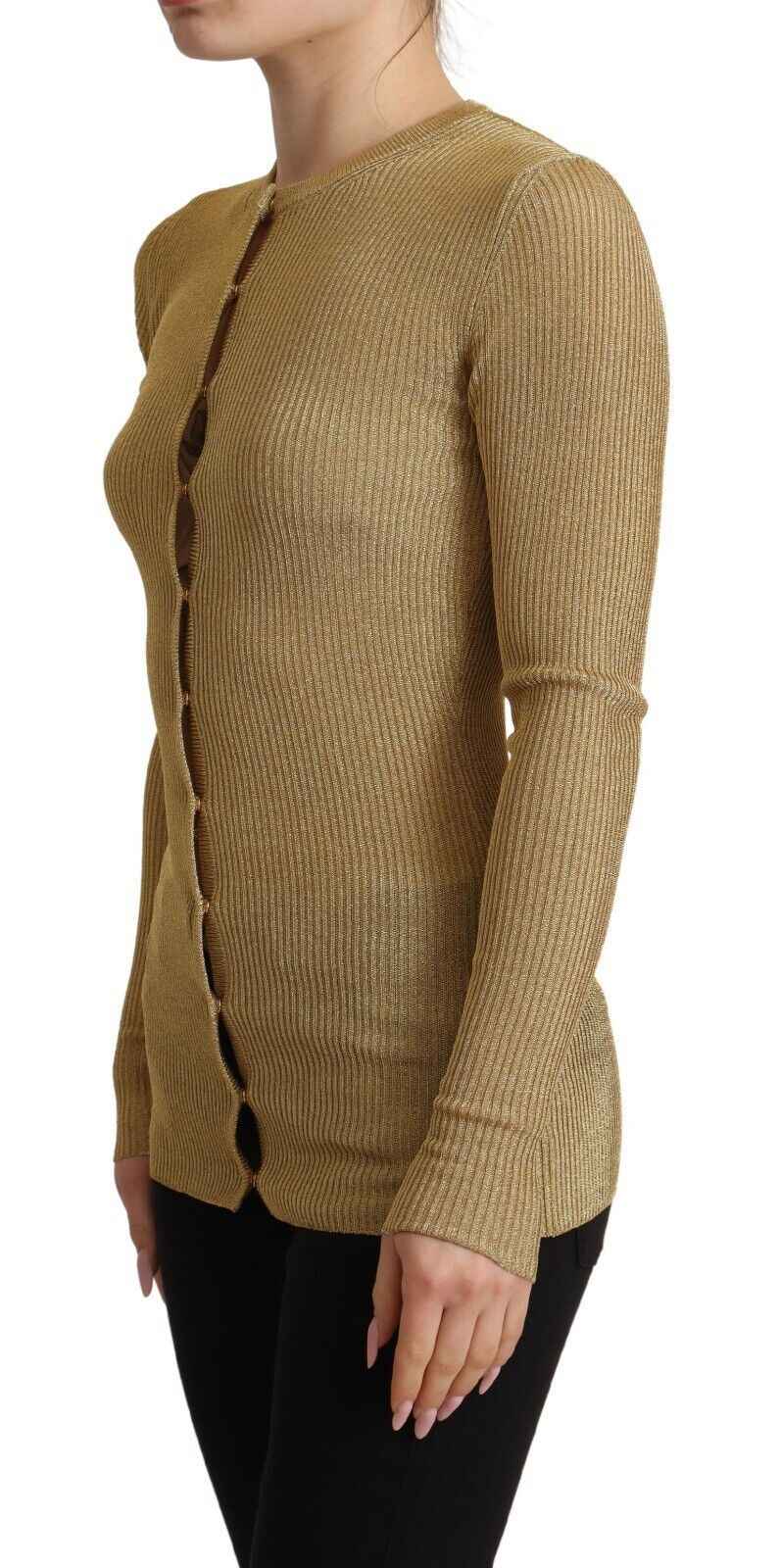 Dolce & Gabbana Gold Viscose Blend Buttons Cardigan Sweater