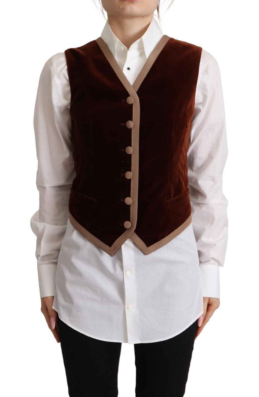 Dolce & Gabbana Bordeaux Velvet Cotton V-neck Sleeveless Vest Top