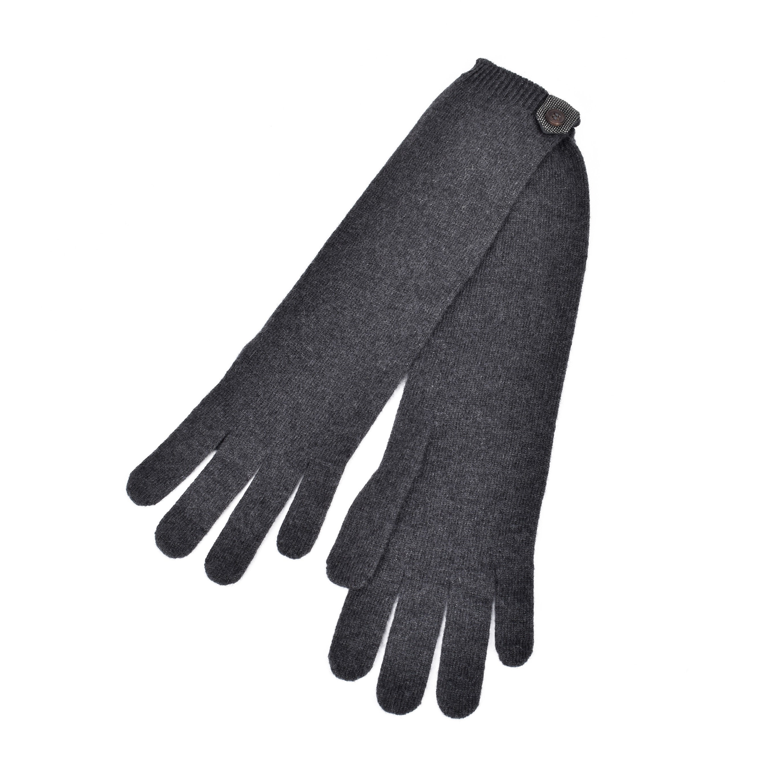 BRUNELLO CUCINELLI WOMEN'S BLACK CASHMERE GLOVES WITH BEAD ACCENT
