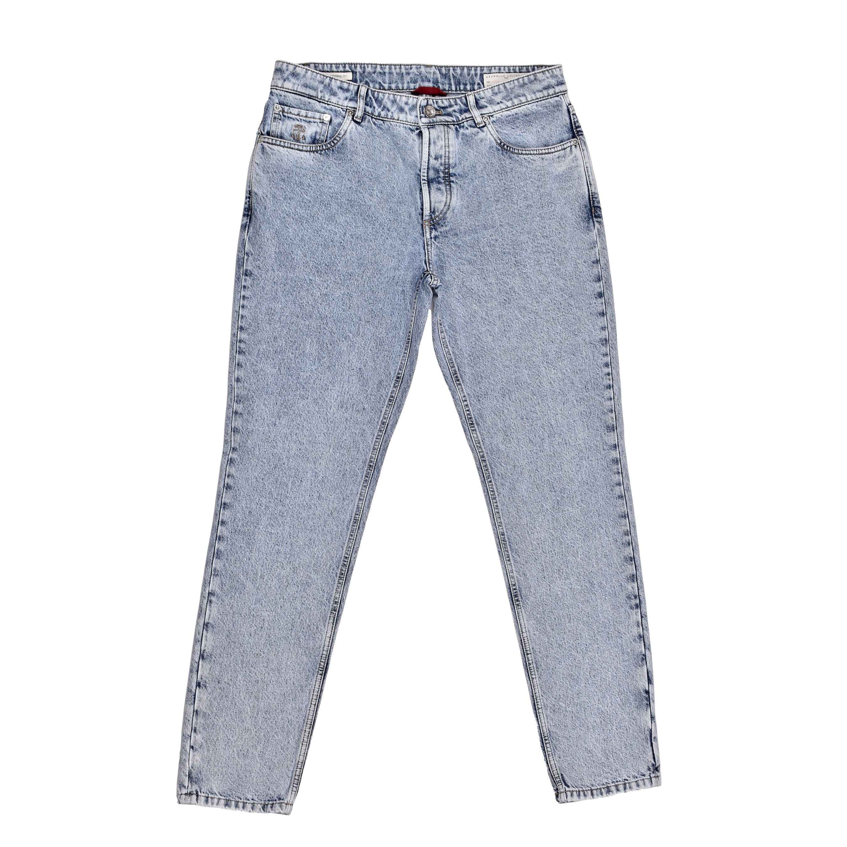 BRUNELLO CUCINELLI MEN'S BLUE FIVE-POCKET JEANS