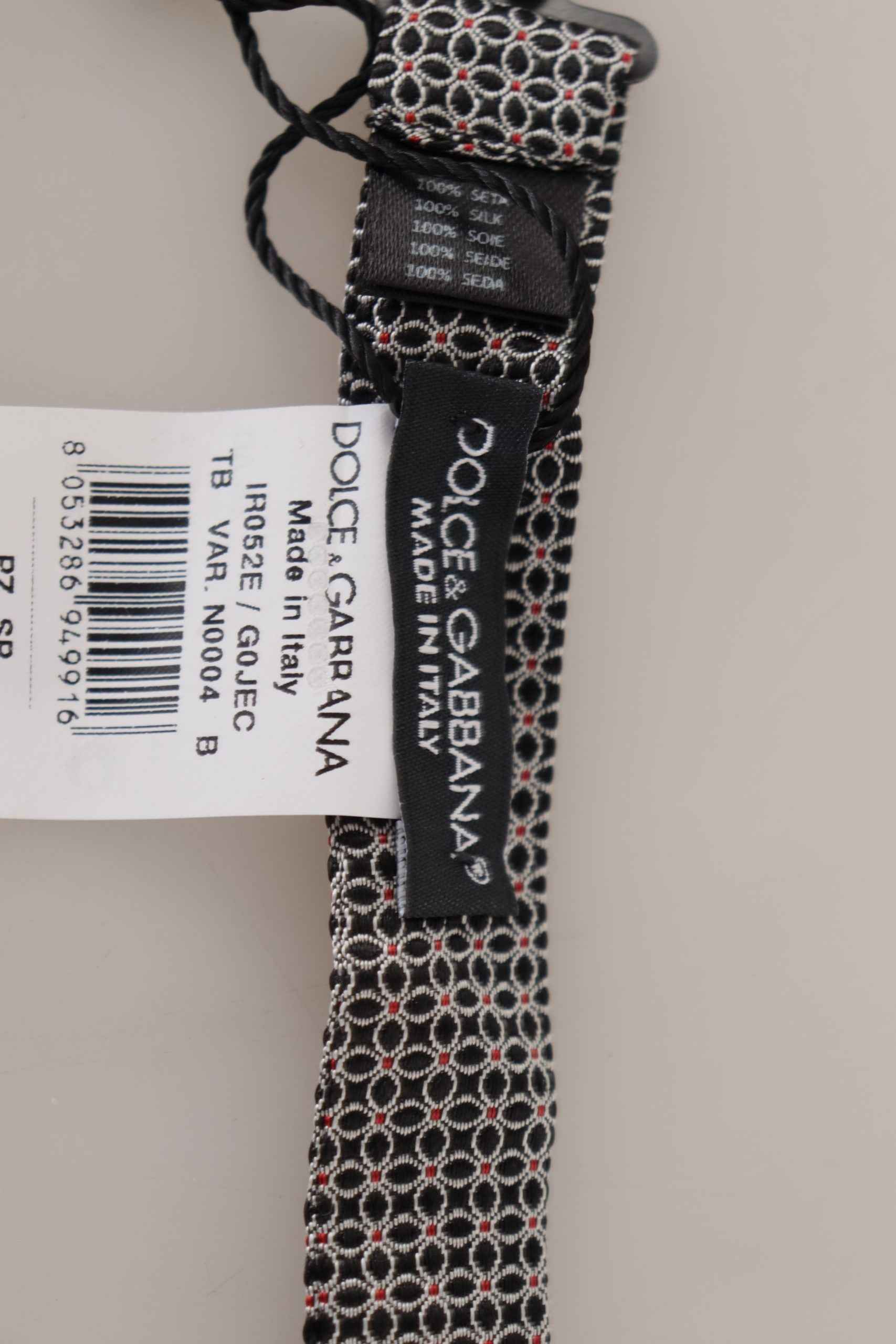 Dolce & Gabbana Black White Flower Pattern Silk Neck Papillon Tie