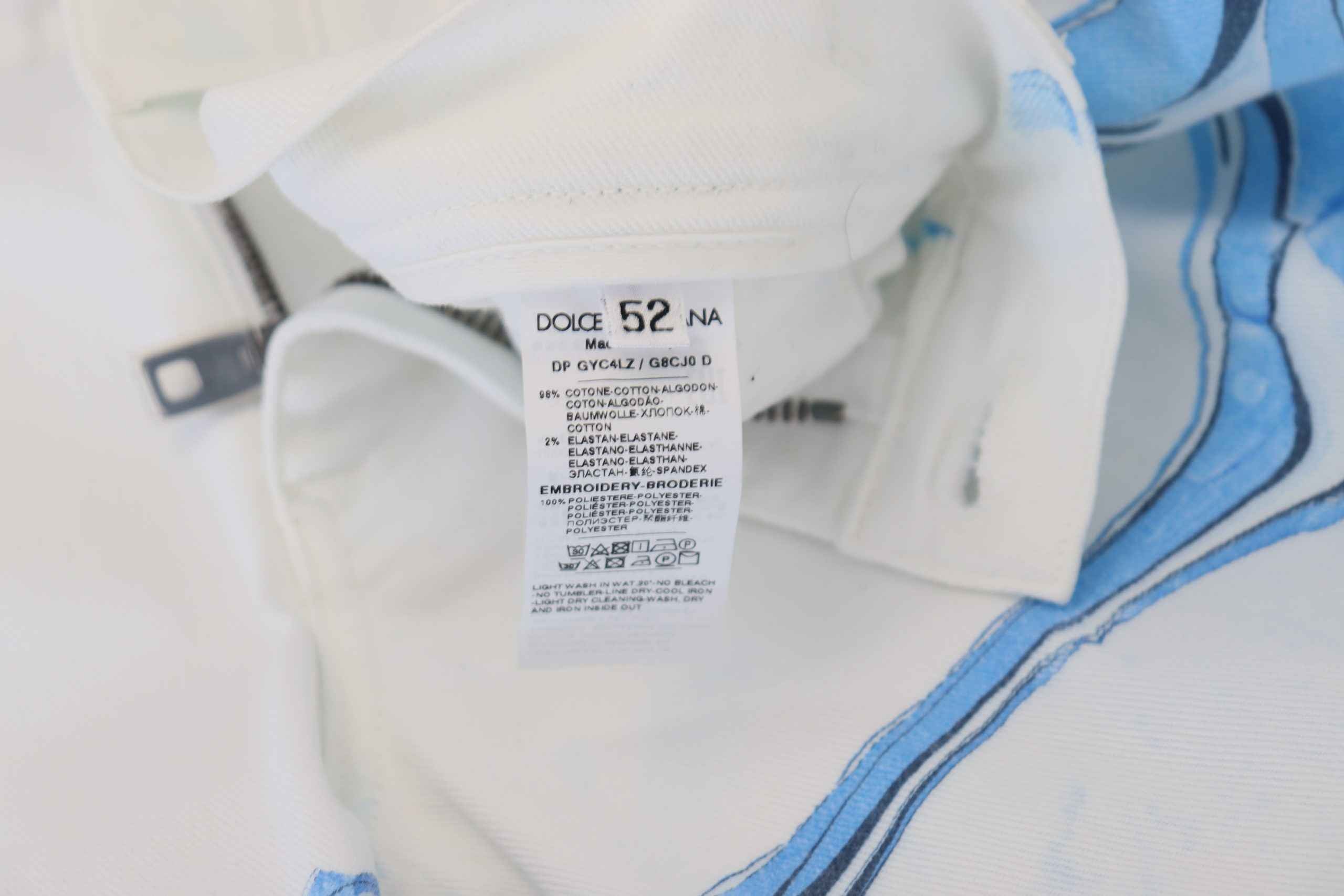 Dolce & Gabbana White Blue Denim Cotton Jeans Stretch Skinny Fit Pant