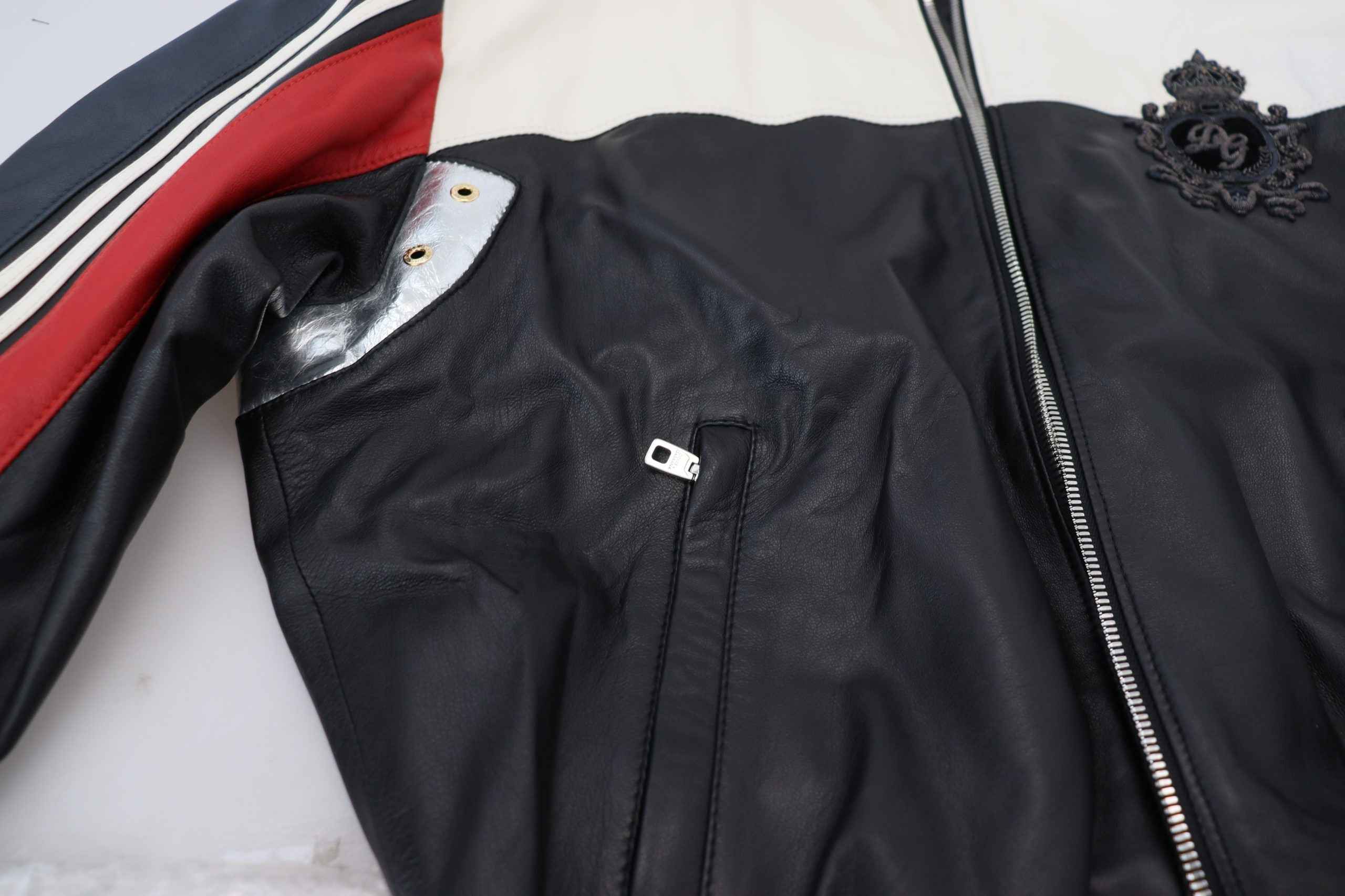 Dolce & Gabbana Black Leather Hooded Blouson Coat Jacket