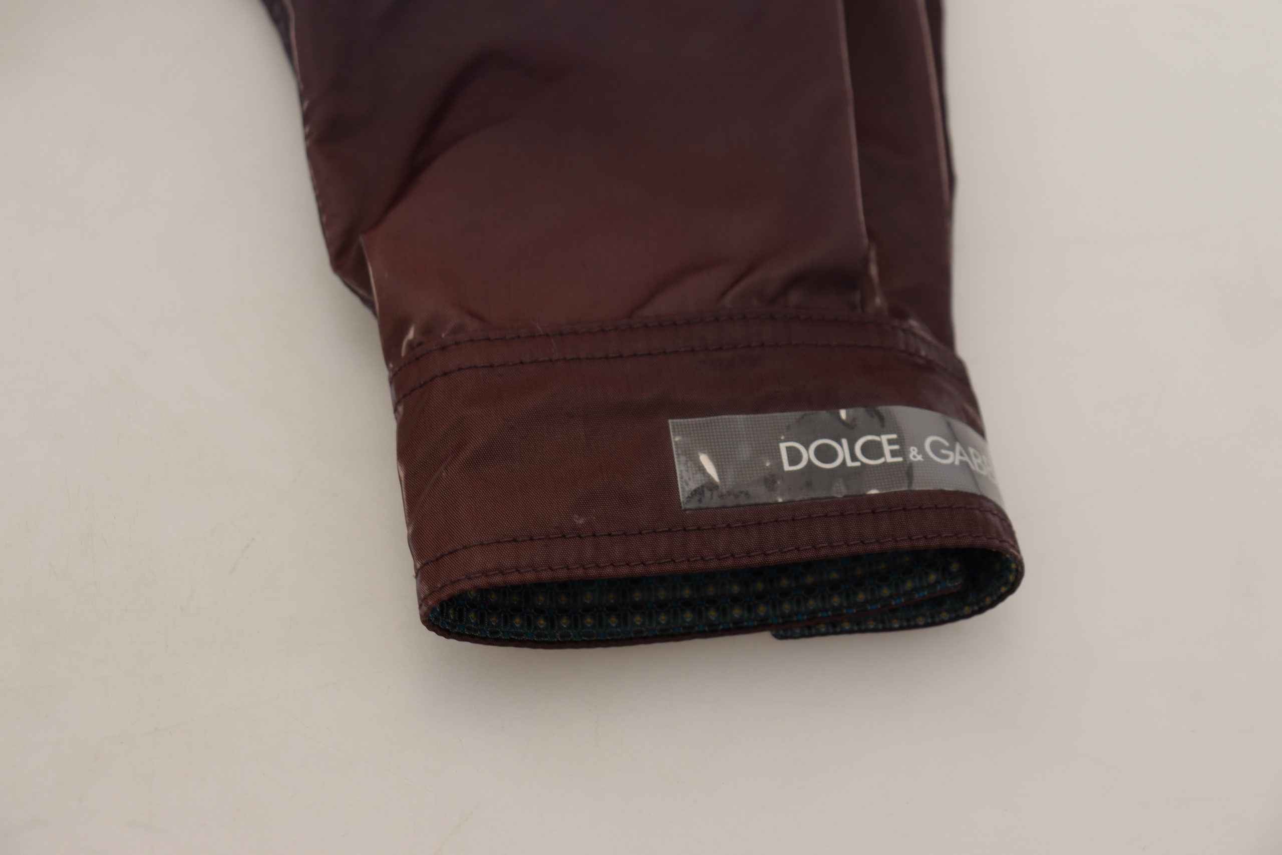 Dolce & Gabbana Purple Nylon Collared Biker Coat Jacket