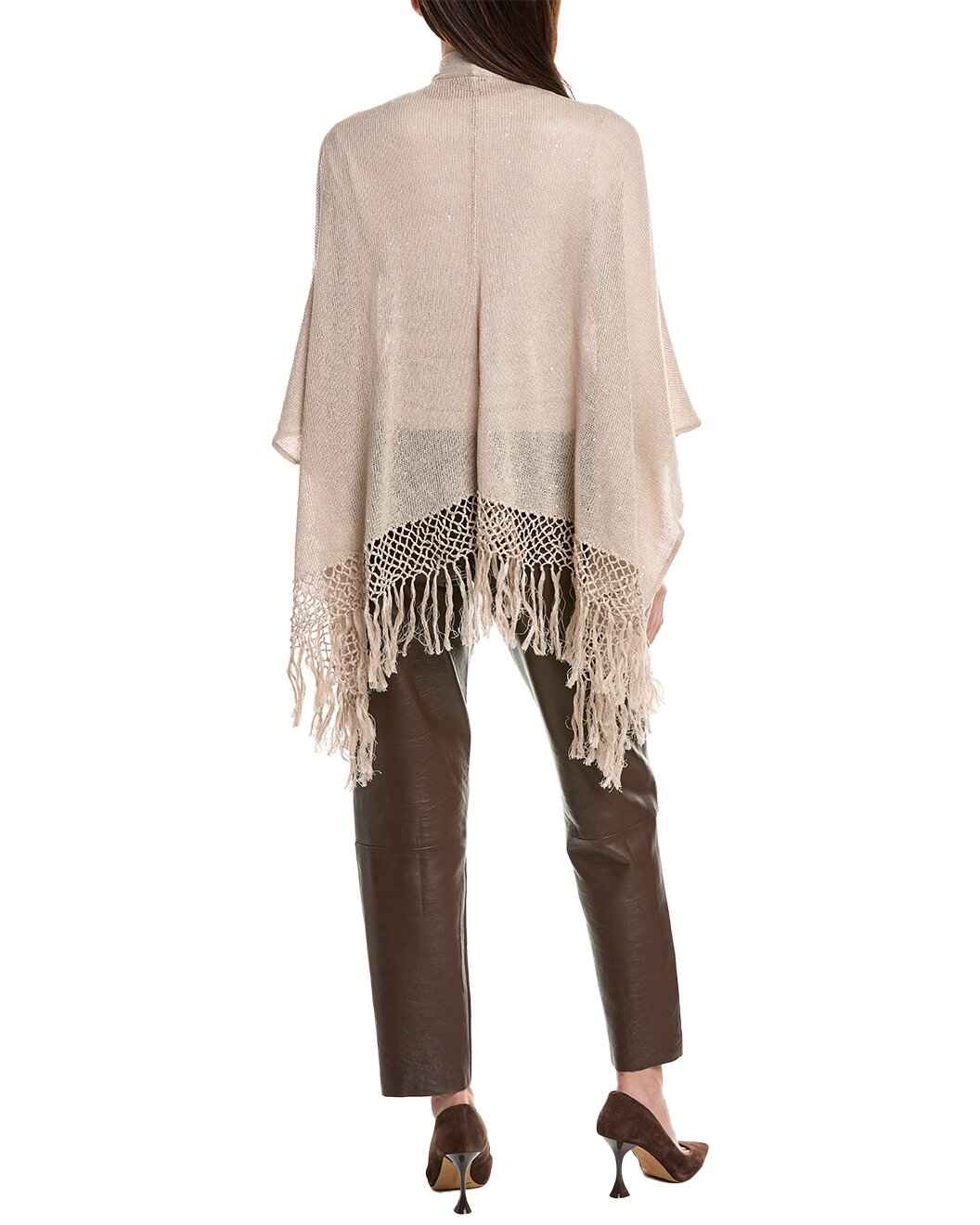 BRUNELLO CUCINELLI WOMEN'S BEIGE SHAWL WITH FRINGE DETAILING