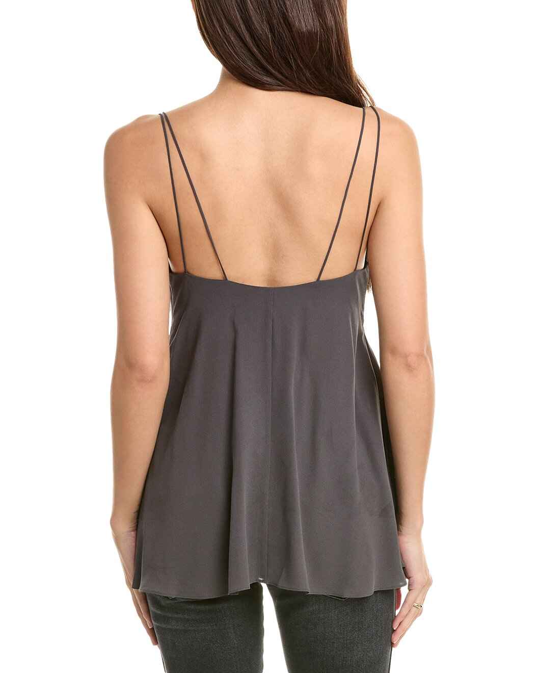 BRUNELLO CUCINELLI WOMEN'S CHARCOAL CAMISOLE WITH FLARED HEM