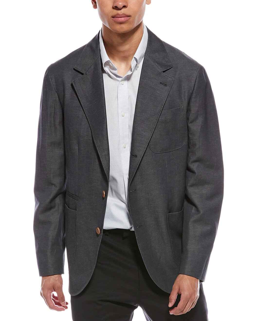 BRUNELLO CUCINELLI MEN'S CHARCOAL DECONSTRUCTED BLAZER