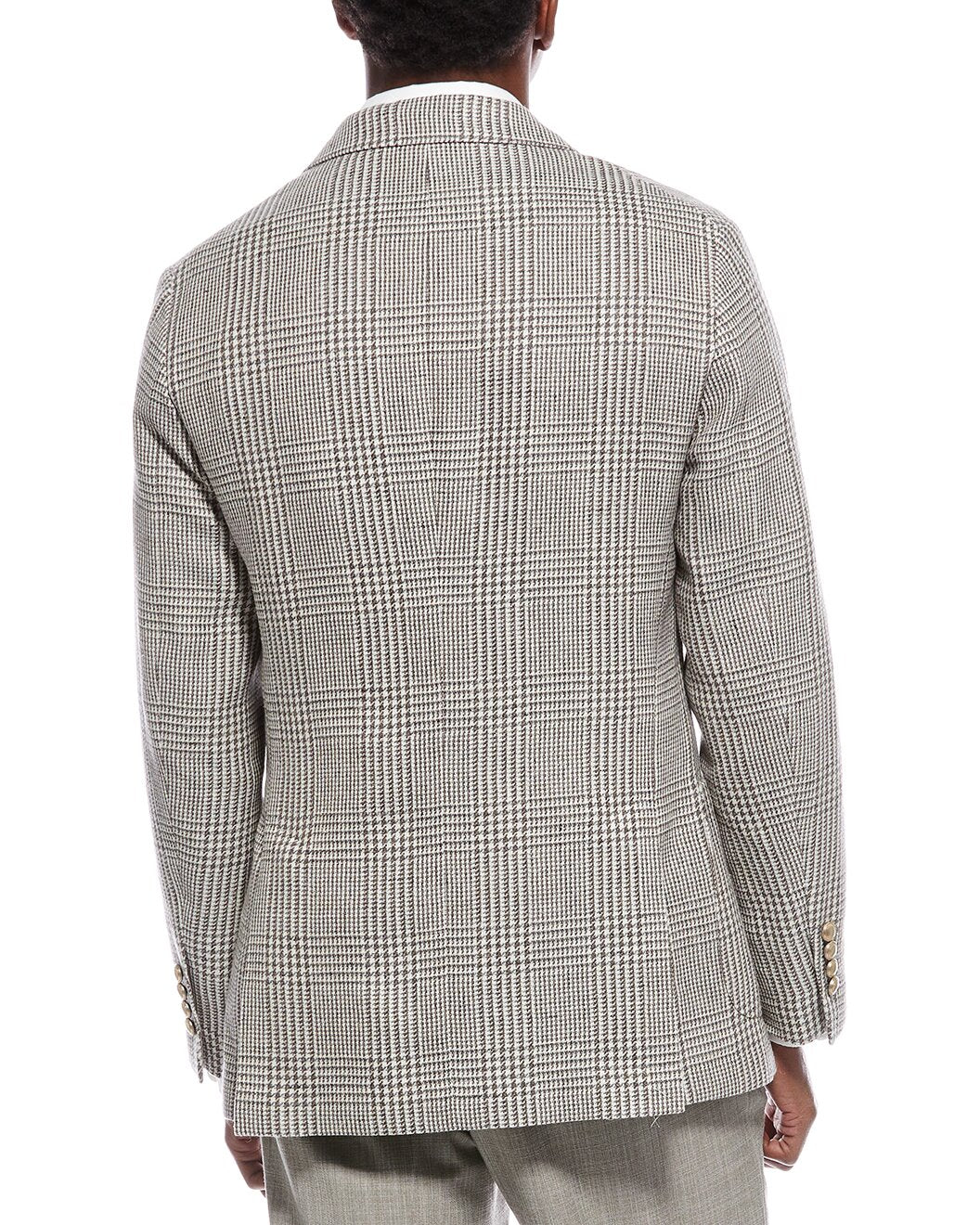 BRUNELLO CUCINELLI MEN'S BEIGE WOOL SILK BLAZER