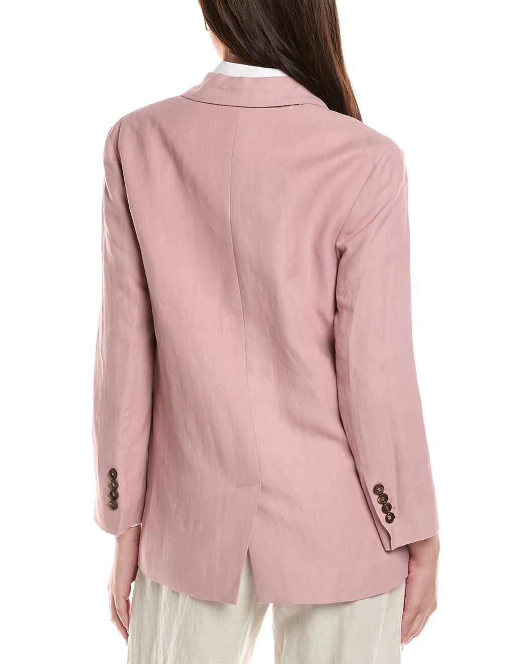 BRUNELLO CUCINELLI WOMEN'S BLUSH TAILORED SINGLE-BUTTON BLAZER