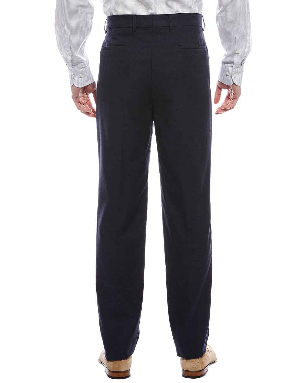 BRUNELLO CUCINELLI MEN'S NAVY WOOL BLEND TROUSERS