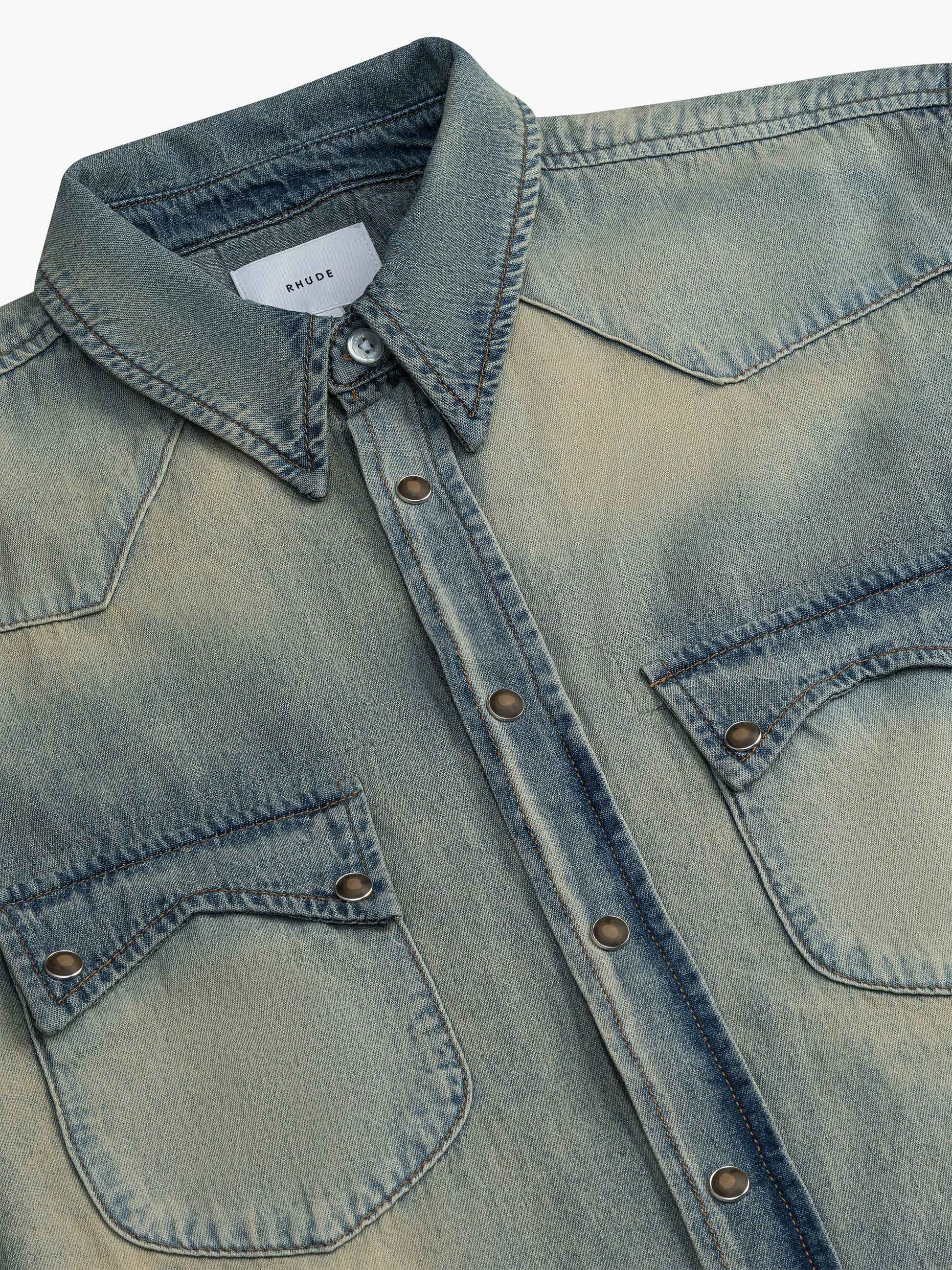 RHUDE MEN'S DARK INDIGO DENIM WESTERN SHIRT