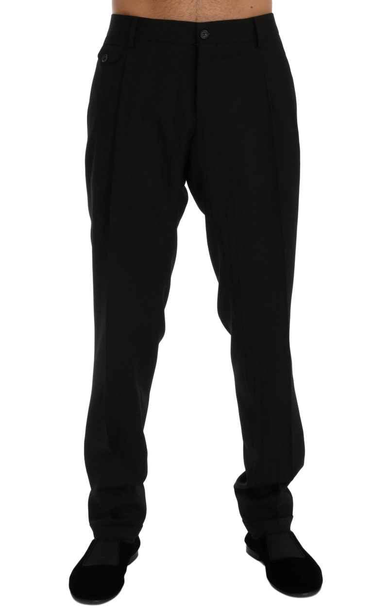 Dolce & Gabbana Black Striped Wool Stretch Pants