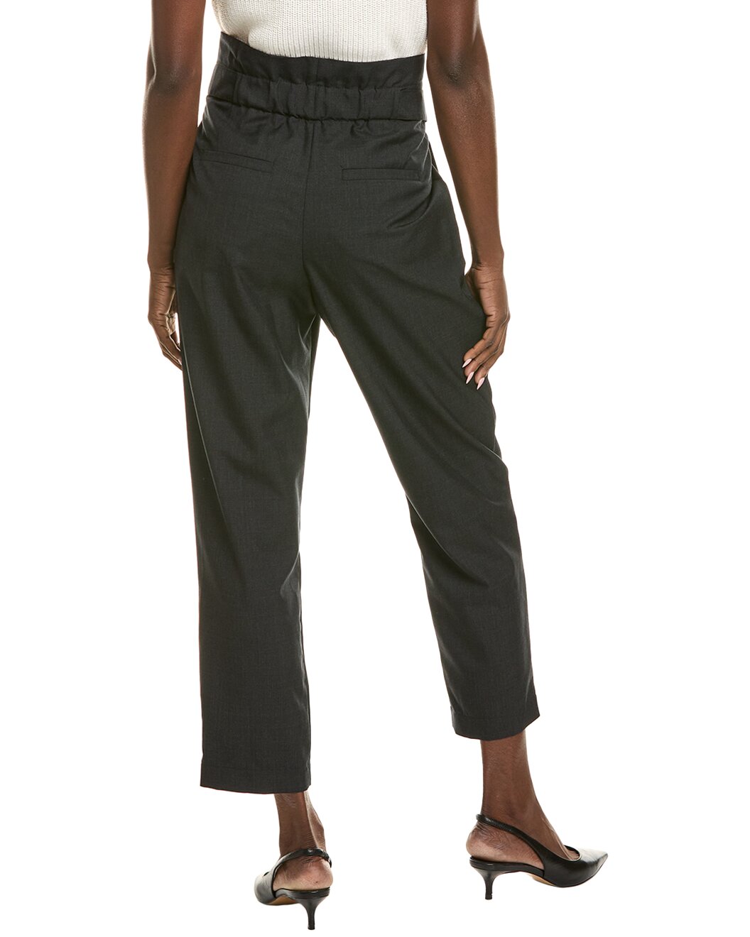 BRUNELLO CUCINELLI WOMEN'S DARK GREY WOOL TAPERED TROUSERS
