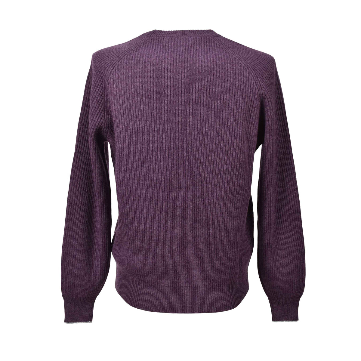 BRUNELLO CUCINELLI MEN'S PLUM CASHMERE CREWNECK SWEATER