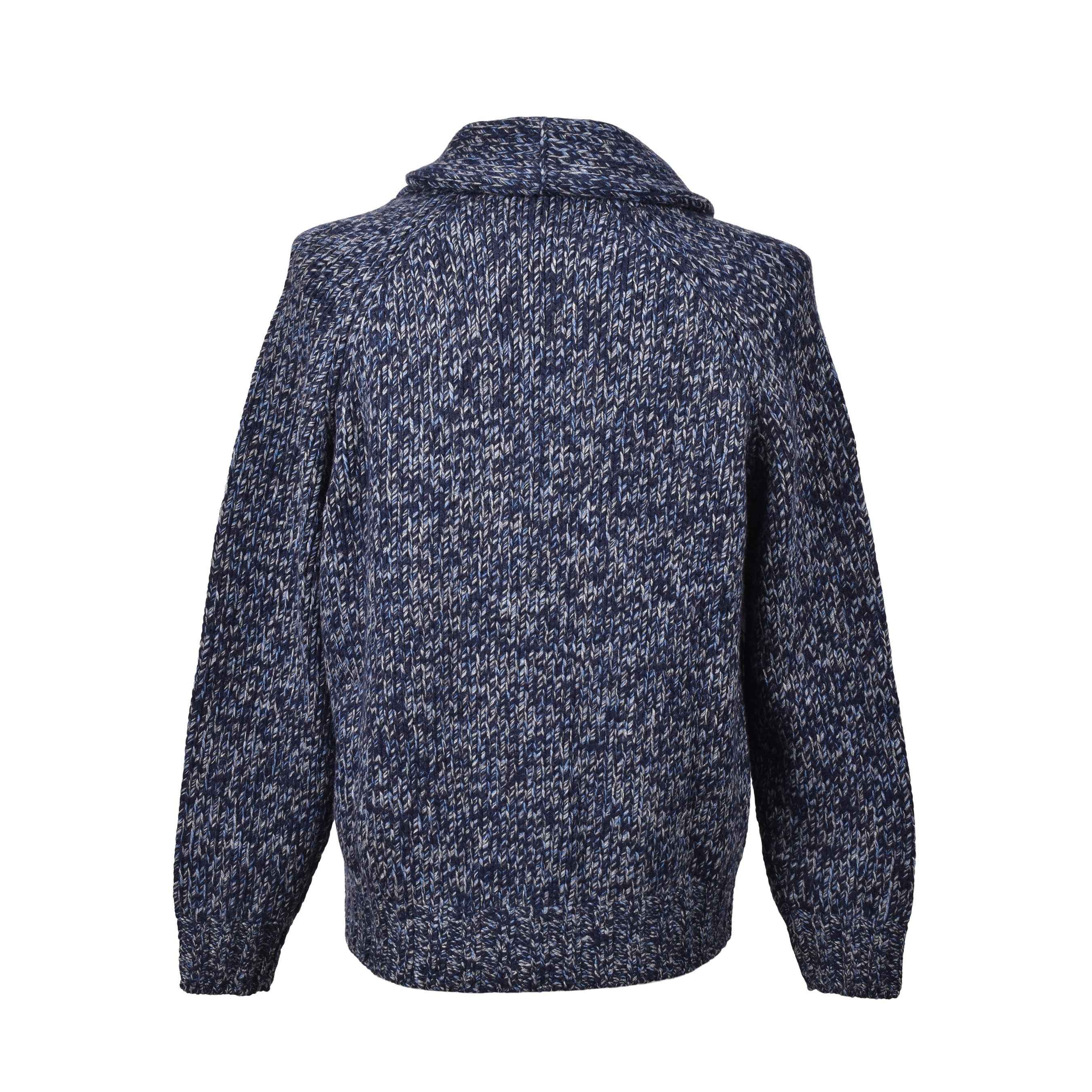 BRUNELLO CUCINELLI MEN'S BLUE CASHMERE BLEND KNIT CARDIGAN