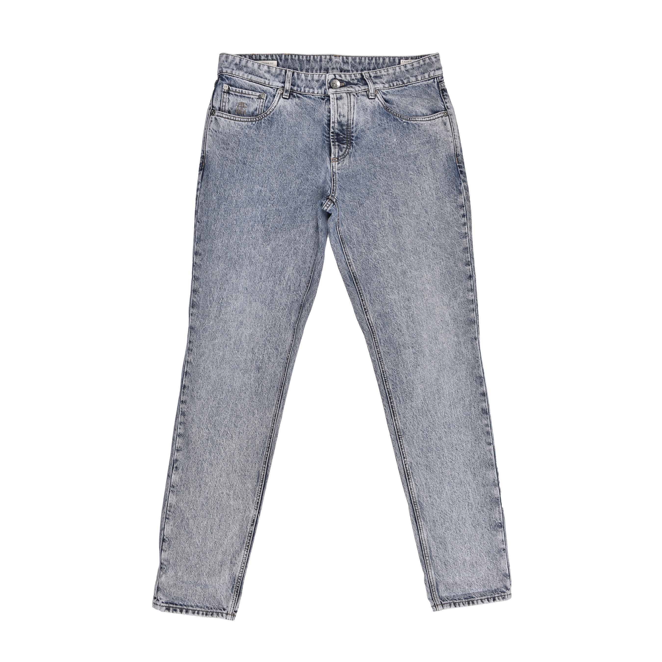 BRUNELLO CUCINELLI MEN'S 5 POCKET TRADITIONAL FIT 100% COTTON DENIM JEAN PANTS