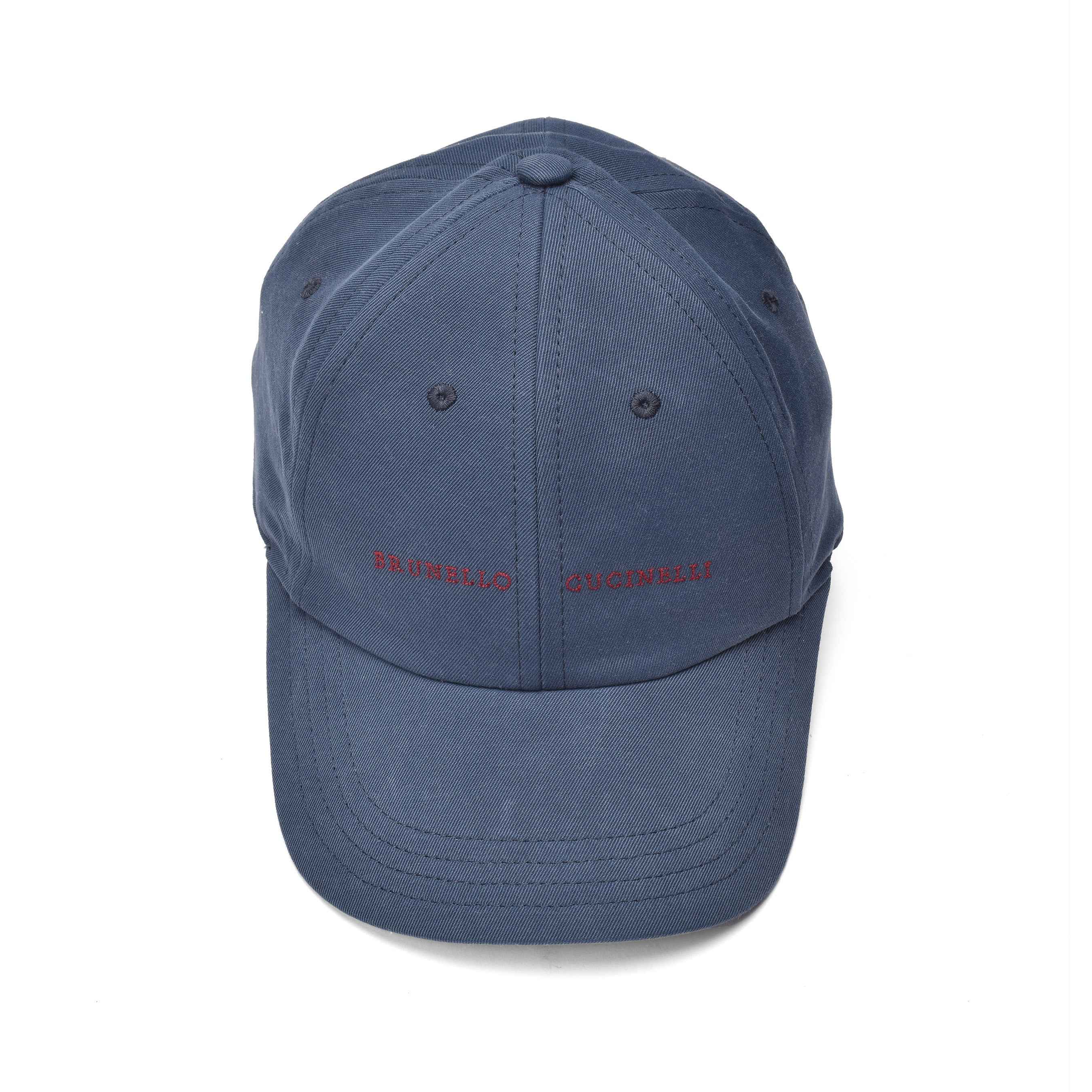 BRUNELLO CUCINELLI MEN'S COTTON NAVY BLUE LOGO BASEBALL CAP/HAT