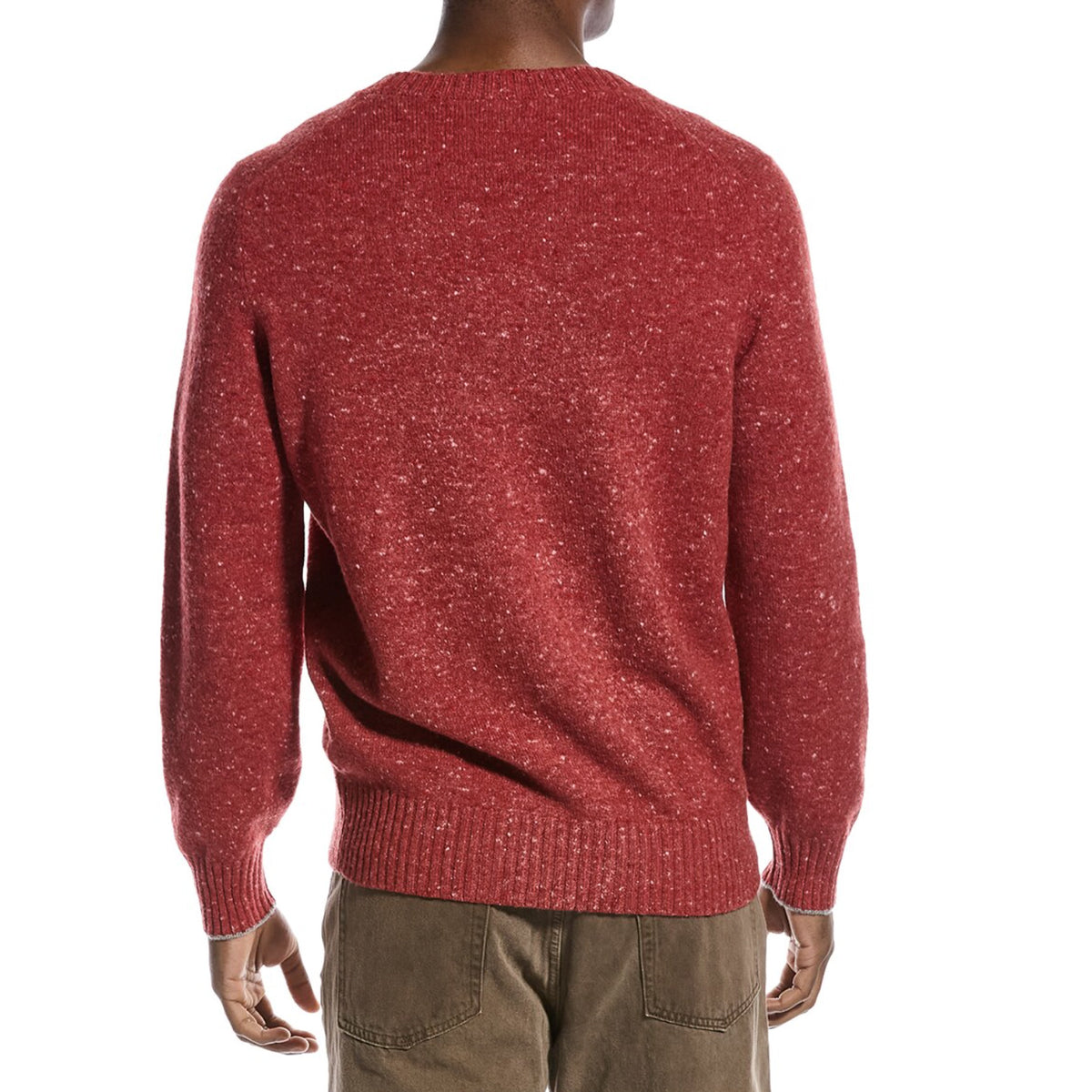 BRUNELLO CUCINELLI MEN'S RED CASHMERE CREWNECK SWEATER