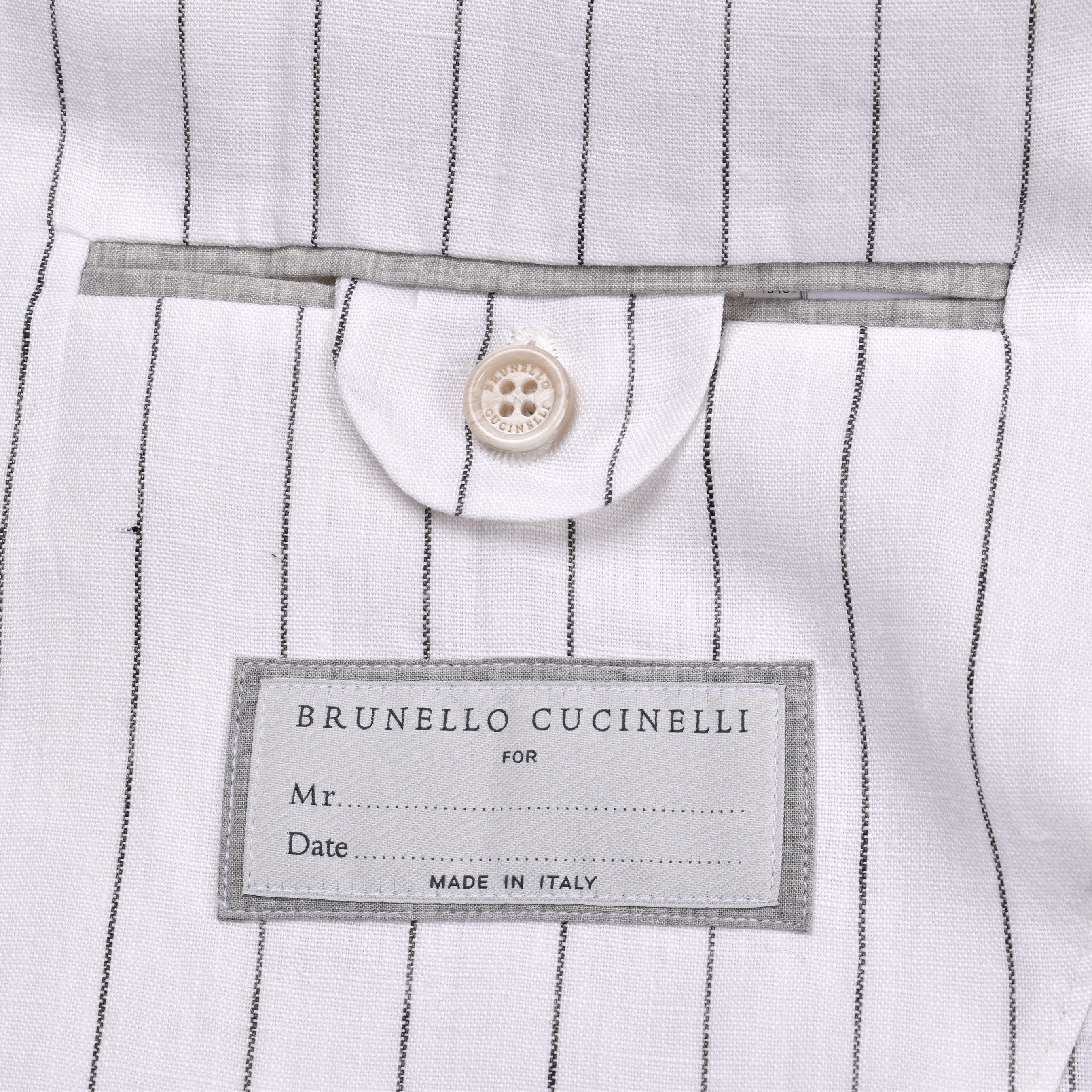 BRUNELLO CUCINELLI MEN'S WHITE LINEN STRIPED SUIT