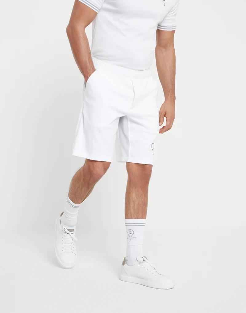 BRUNELLO CUCINELLI MEN'S WHITE TAILORED ATHLETIC SHORTS