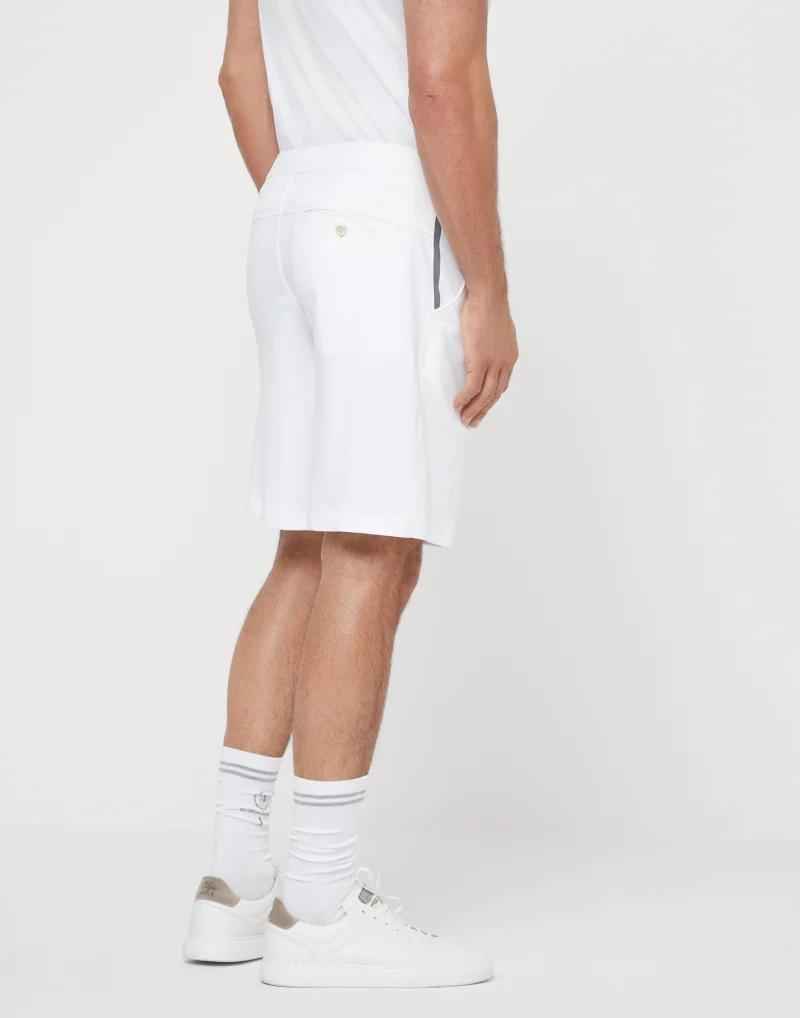 BRUNELLO CUCINELLI MEN'S WHITE TAILORED ATHLETIC SHORTS