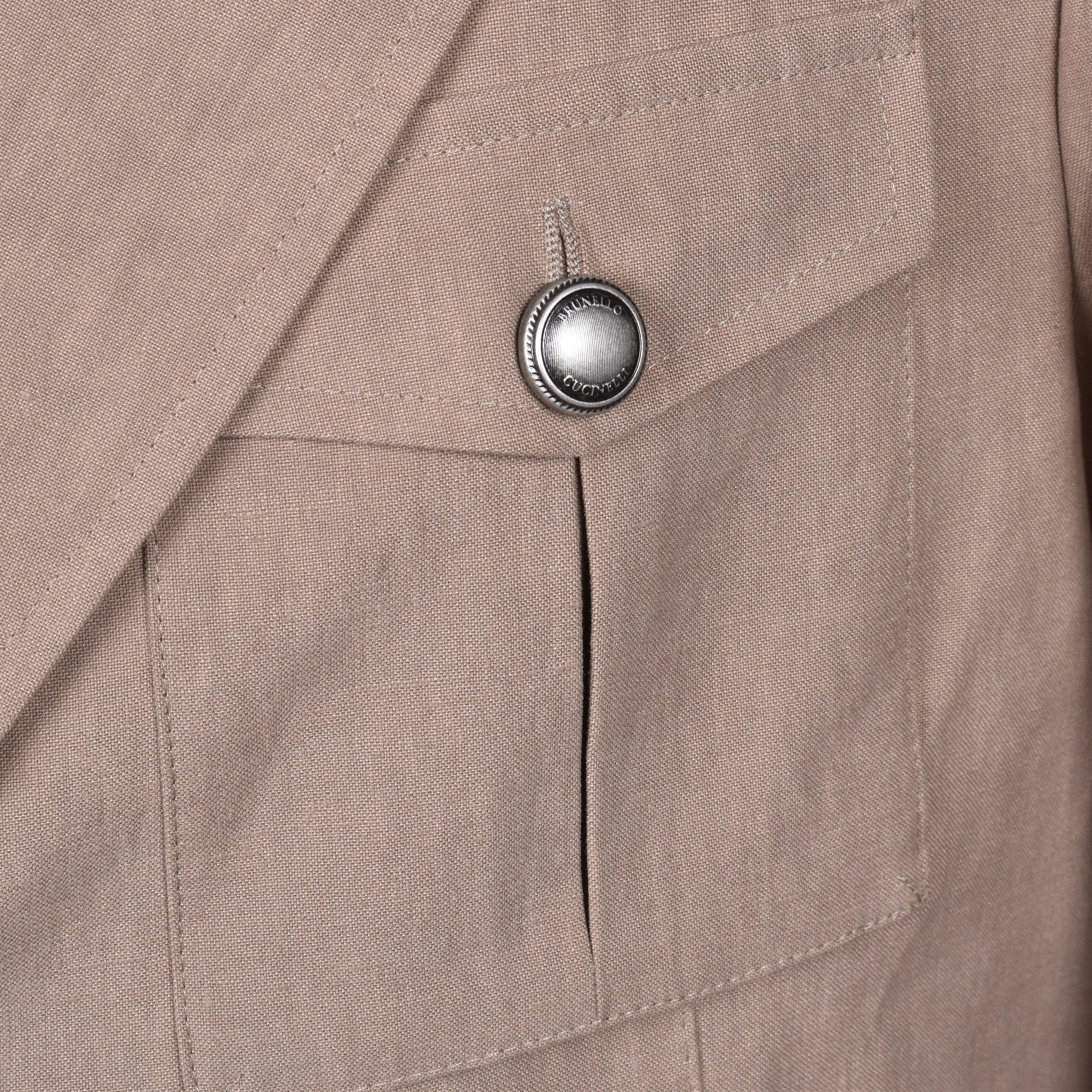 BRUNELLO CUCINELLI MEN'S TOBACCO LINEN SAFARI JACKET