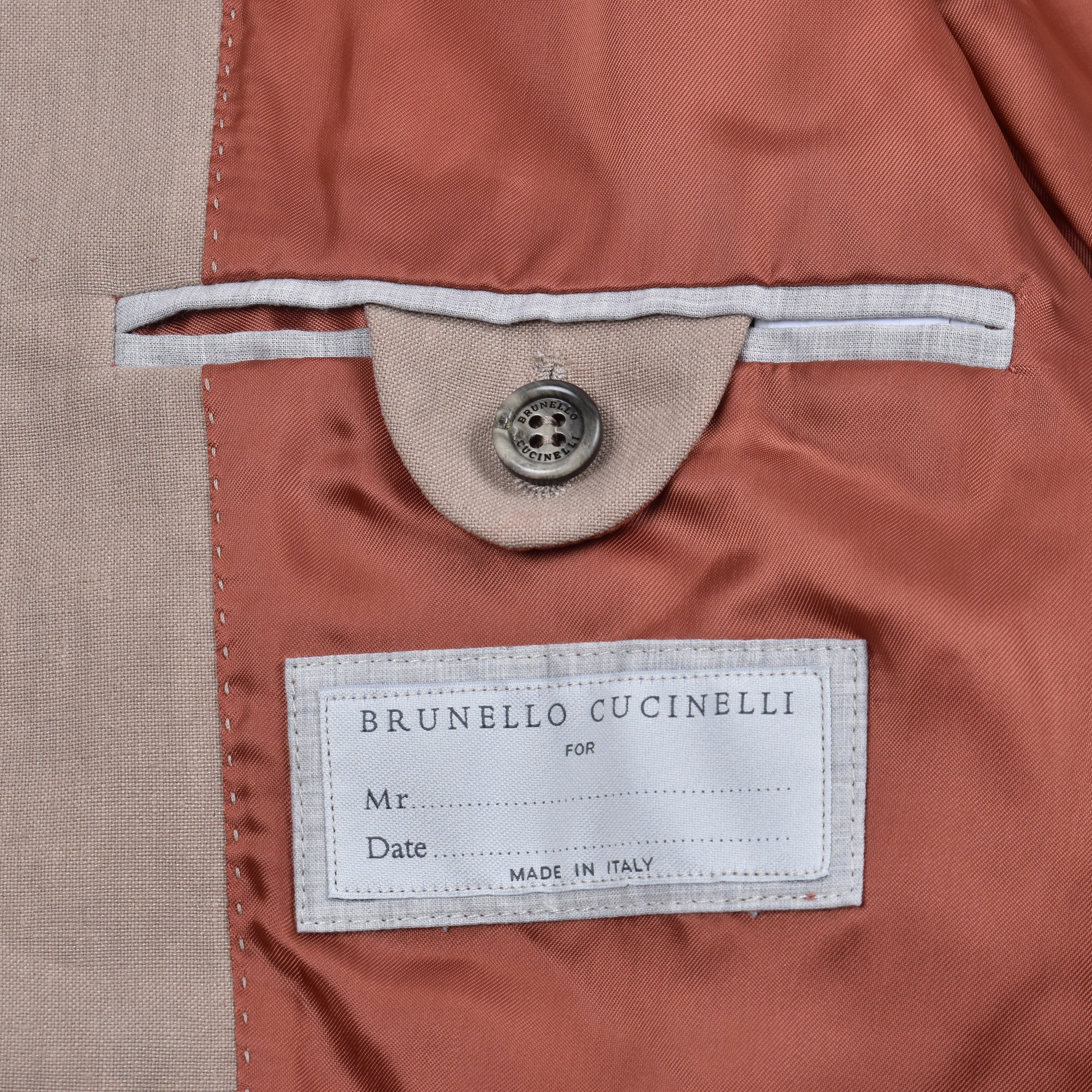BRUNELLO CUCINELLI MEN'S TOBACCO LINEN SAFARI JACKET