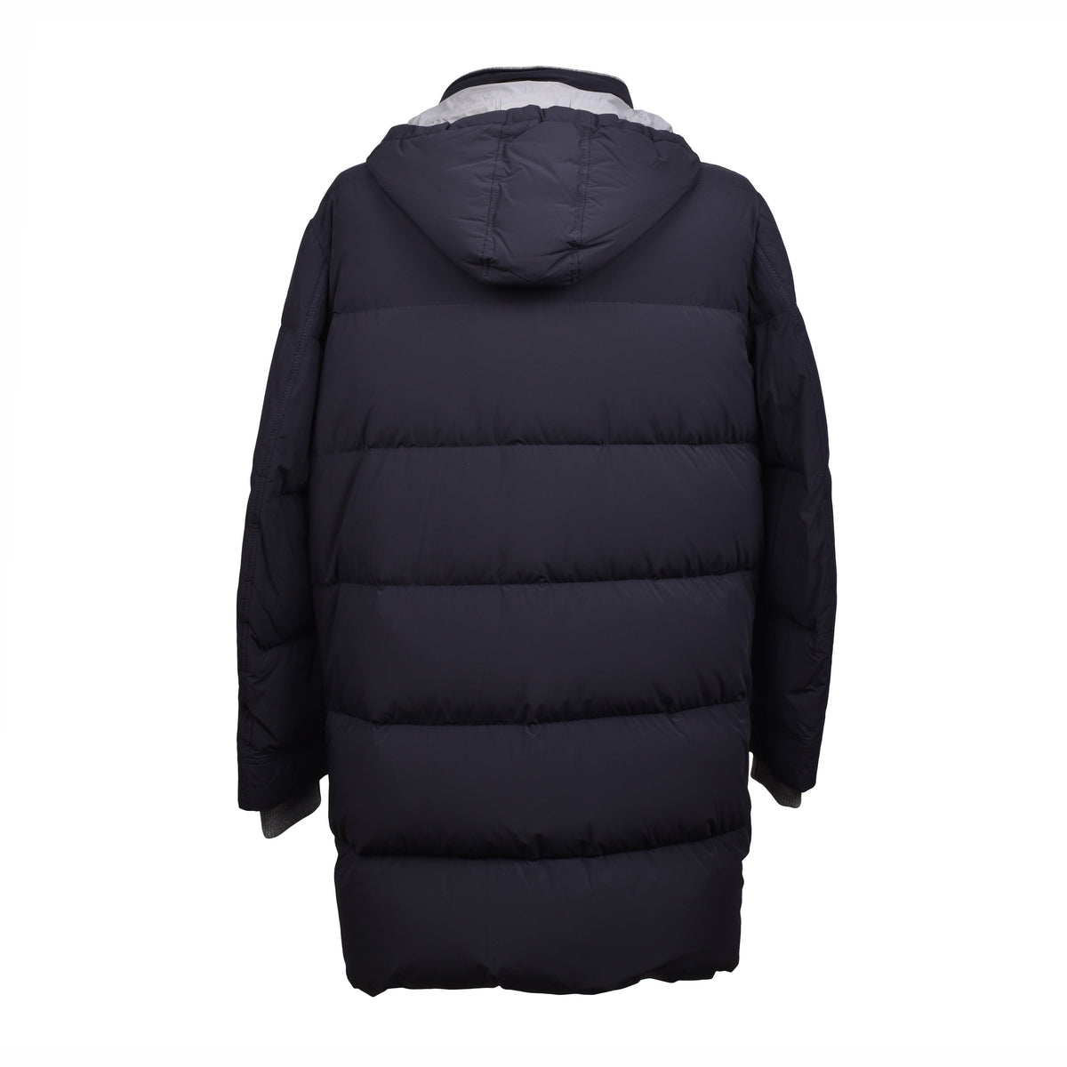 BRUNELLO CUCINELLI MEN'S NAVY MEDIUM GRAY PUFFER JACKET