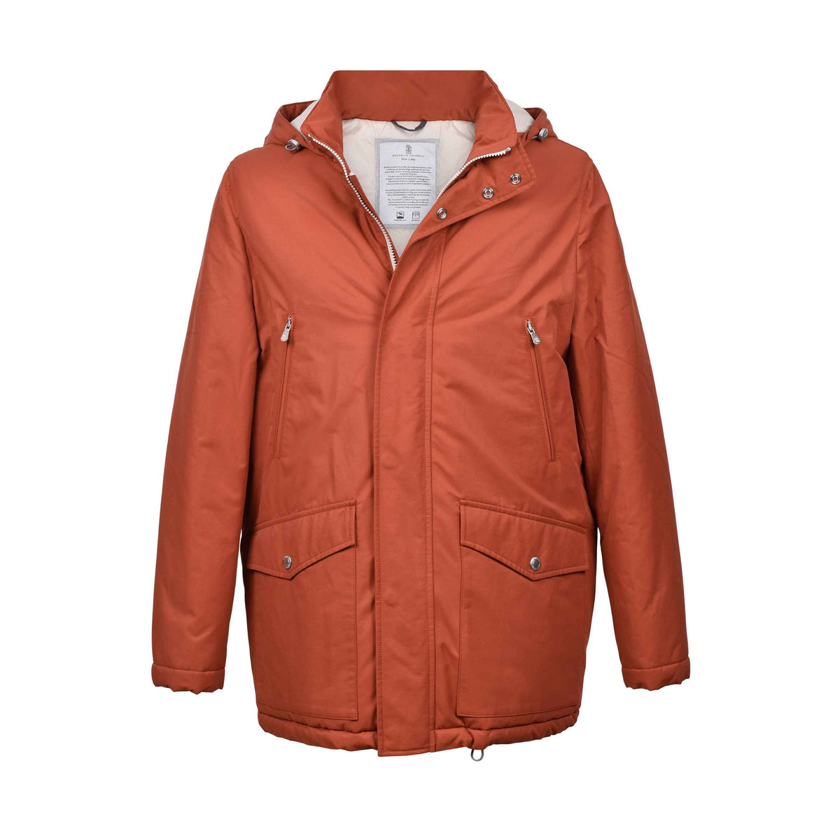 BRUNELLO CUCINELLI MEN'S RUST COTTON BLEND PUFFER JACKET