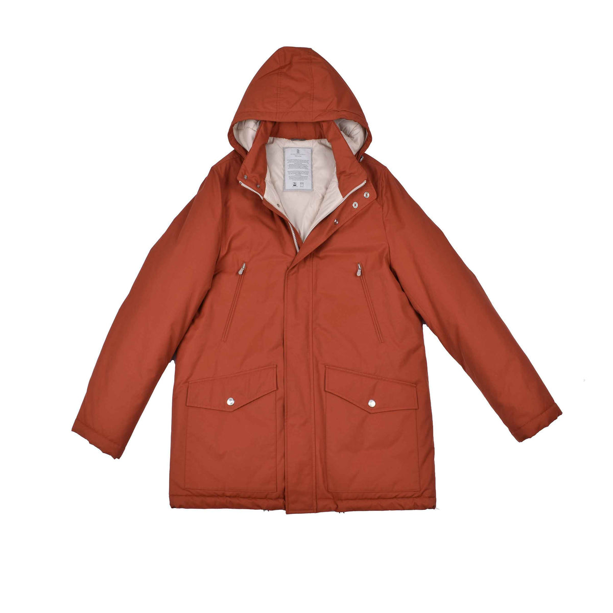 BRUNELLO CUCINELLI MEN'S RUST COTTON BLEND PUFFER JACKET