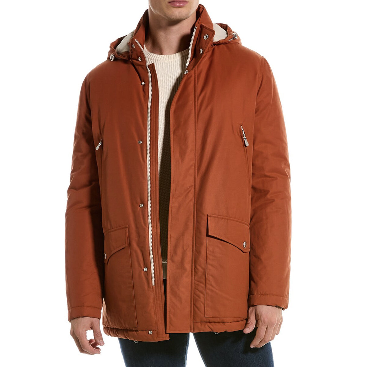 BRUNELLO CUCINELLI MEN'S RUST COTTON BLEND PUFFER JACKET