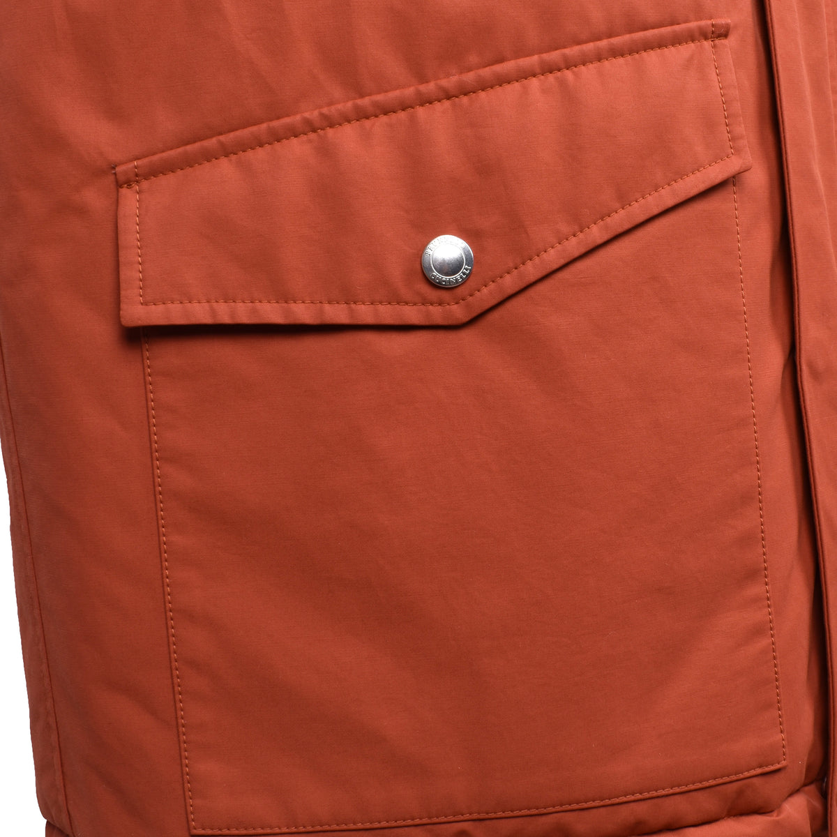 BRUNELLO CUCINELLI MEN'S RUST COTTON BLEND PUFFER JACKET