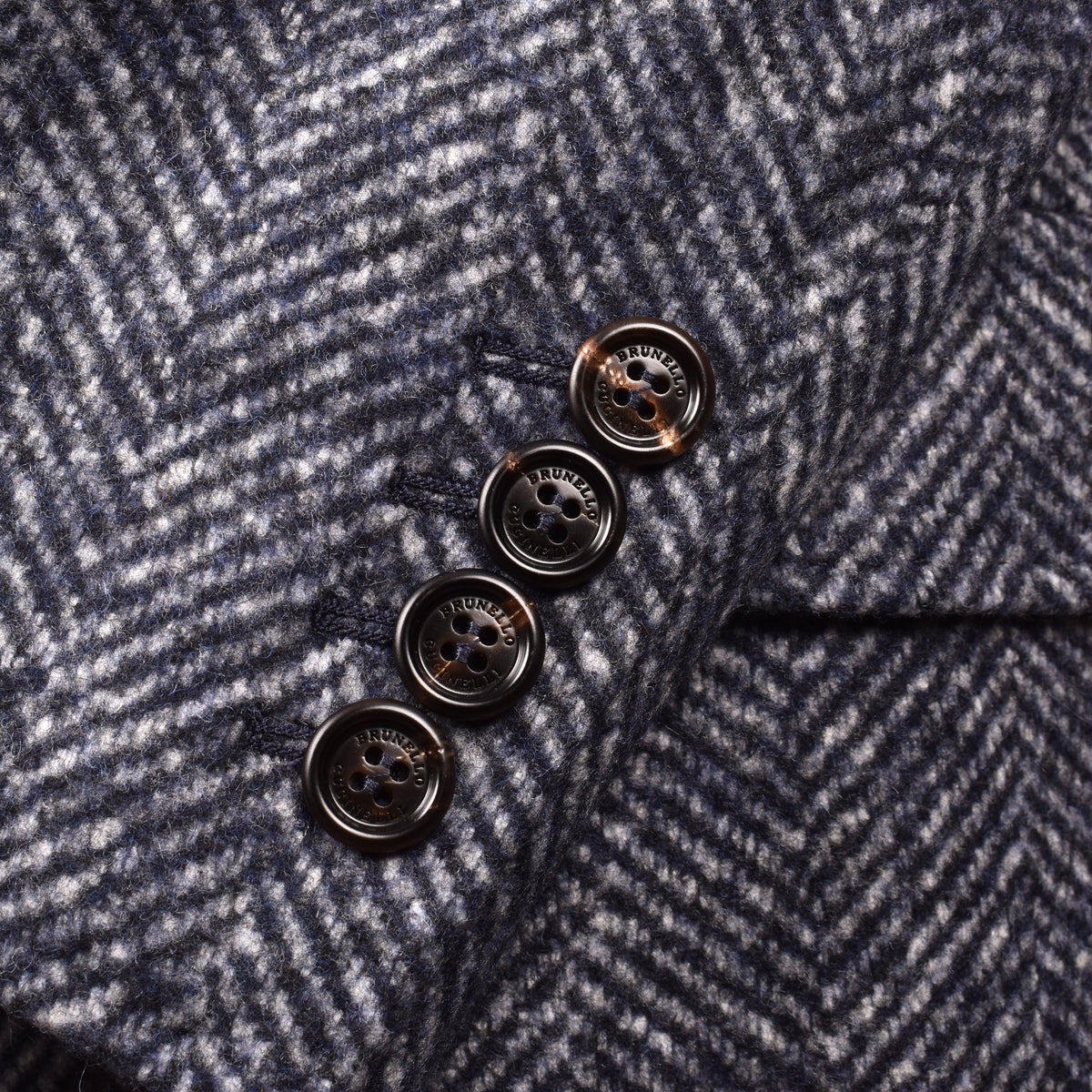 BRUNELLO CUCINELLI MEN'S NAVY WOOL BLEND BLAZER