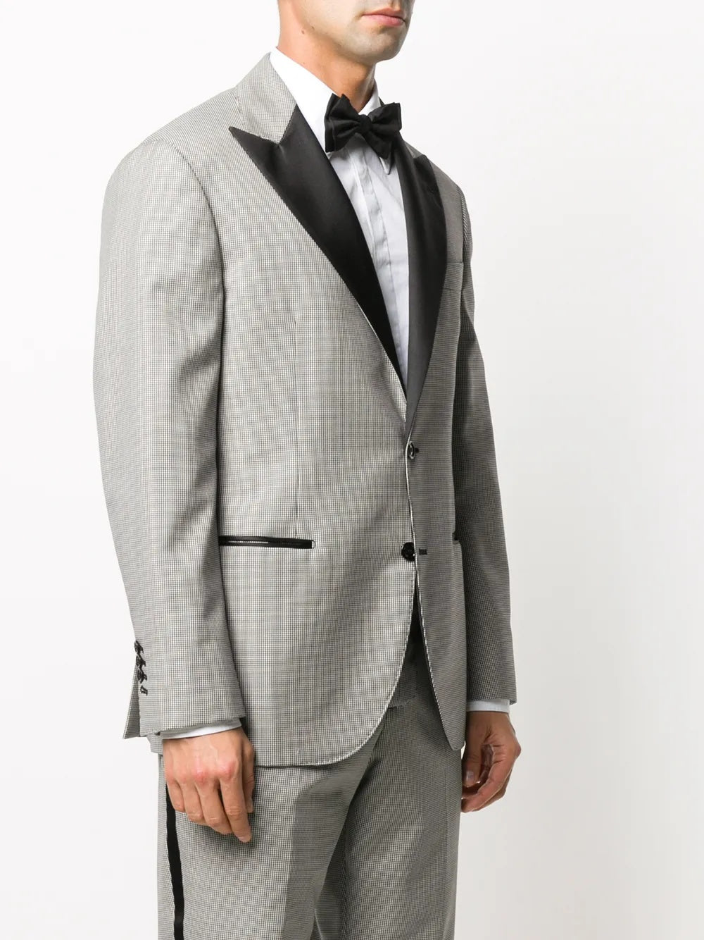 BRUNELLO CUCINELLI MEN'S BLACK LAPEL GREY BLAZER