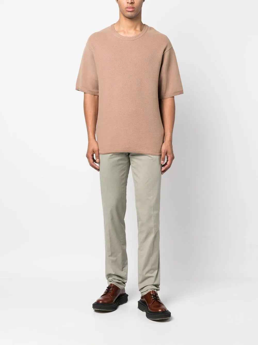 BRUNELLO CUCINELLI MEN'S BEIGE TAILORED TROUSERS