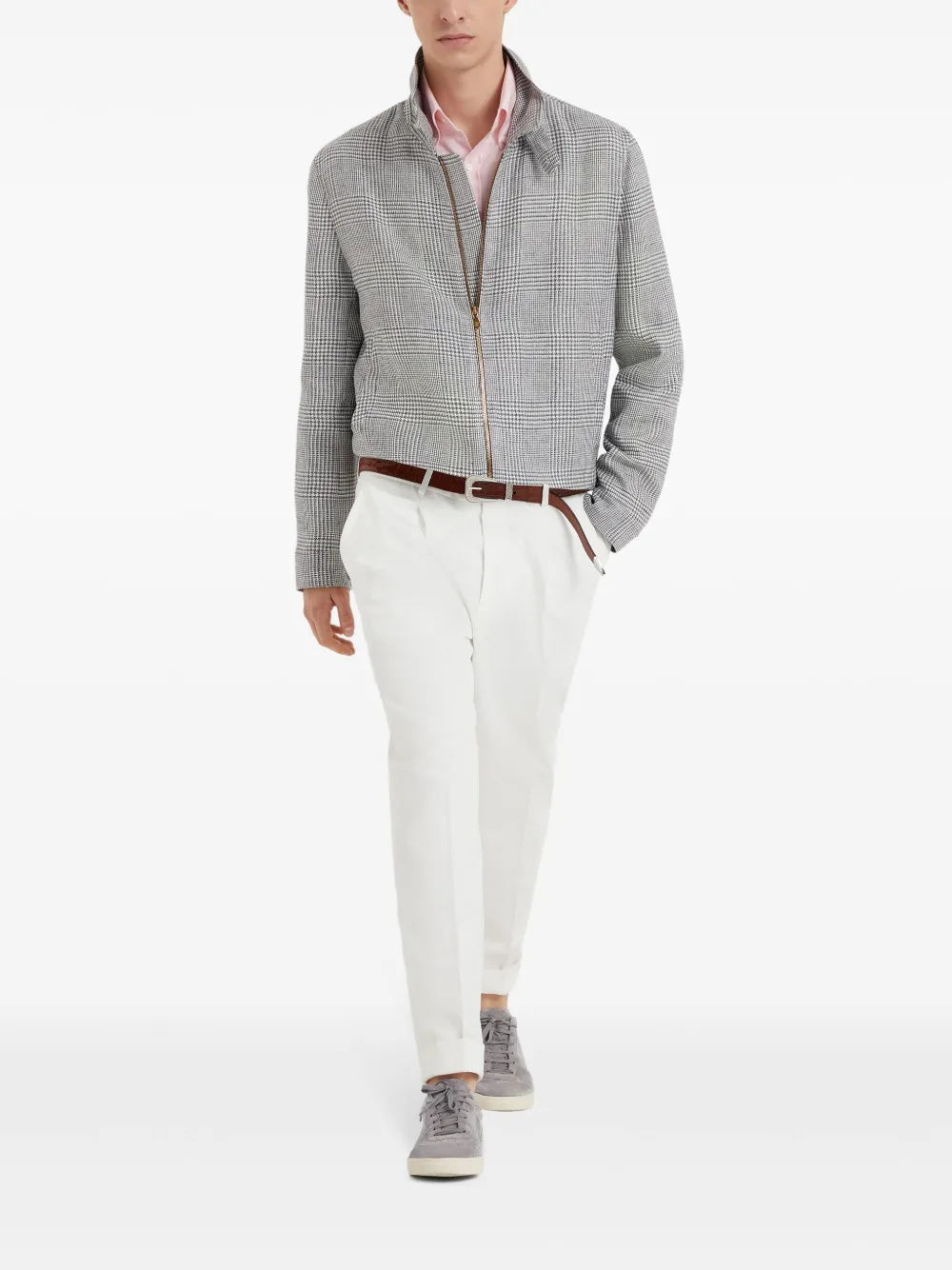 BRUNELLO CUCINELLI MEN'S WHITE TAILORED TROUSERS