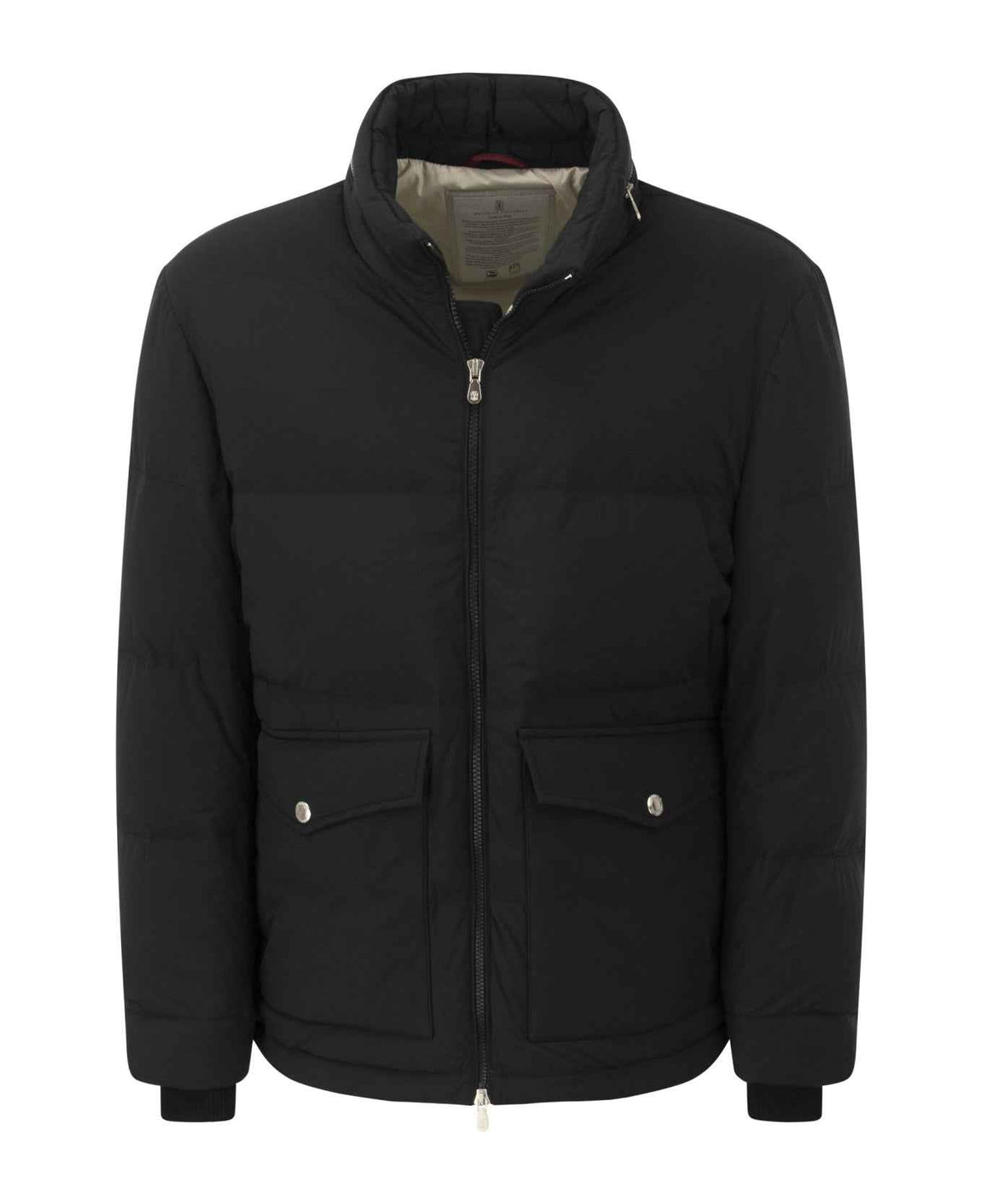 BRUNELLO CUCINELLI MEN'S BLACK QUILTED ZIP FRONT JACKET